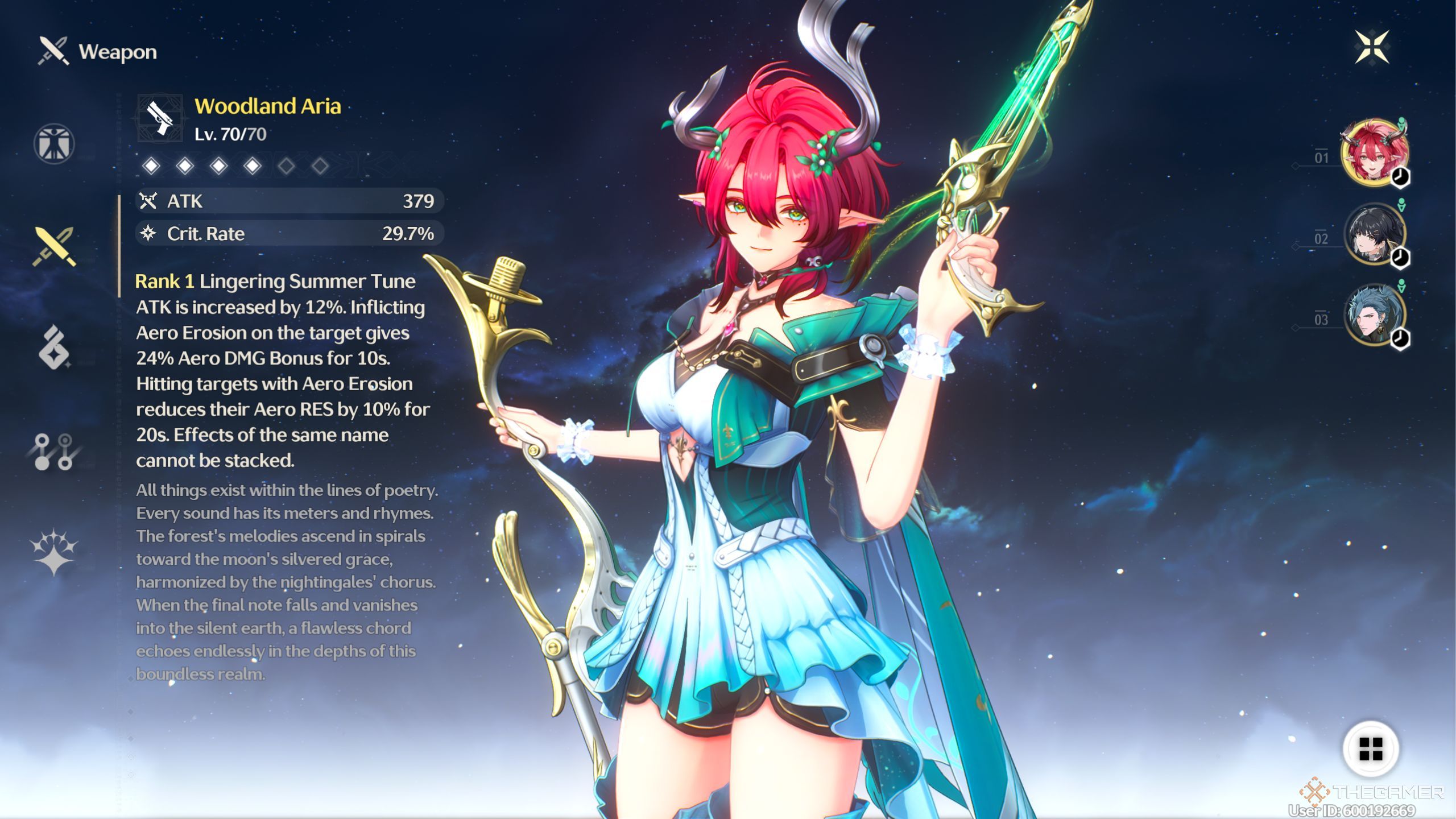 Wuthering Waves ciaccona weapon screen.