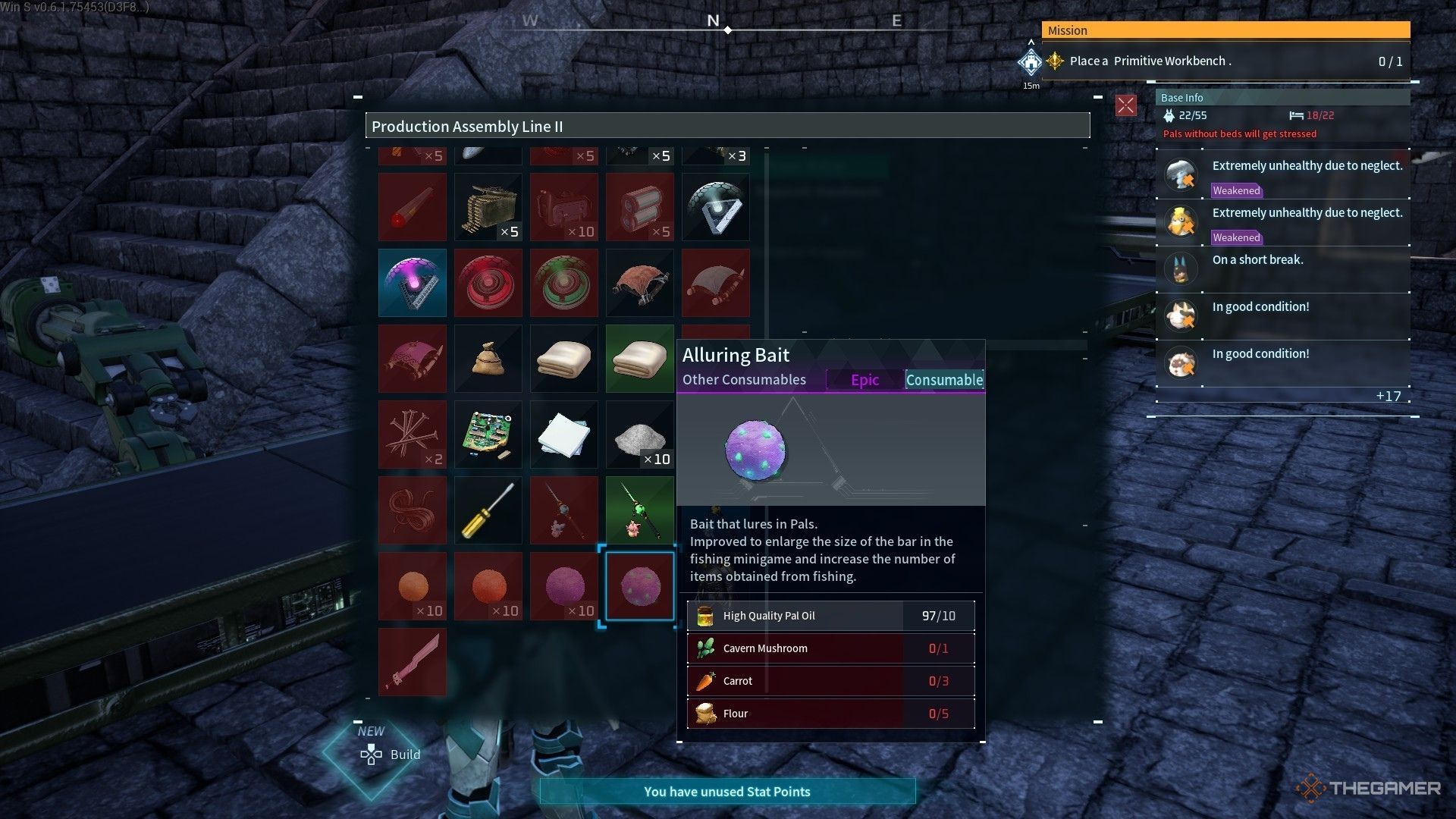 Crafting an Alluring Bait in Palworld.