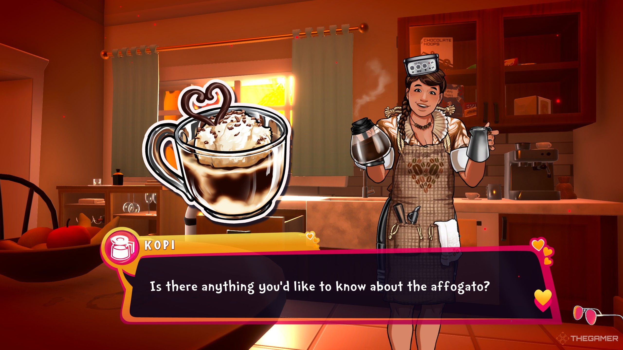 Kopi giving you an affogato in Date everything.