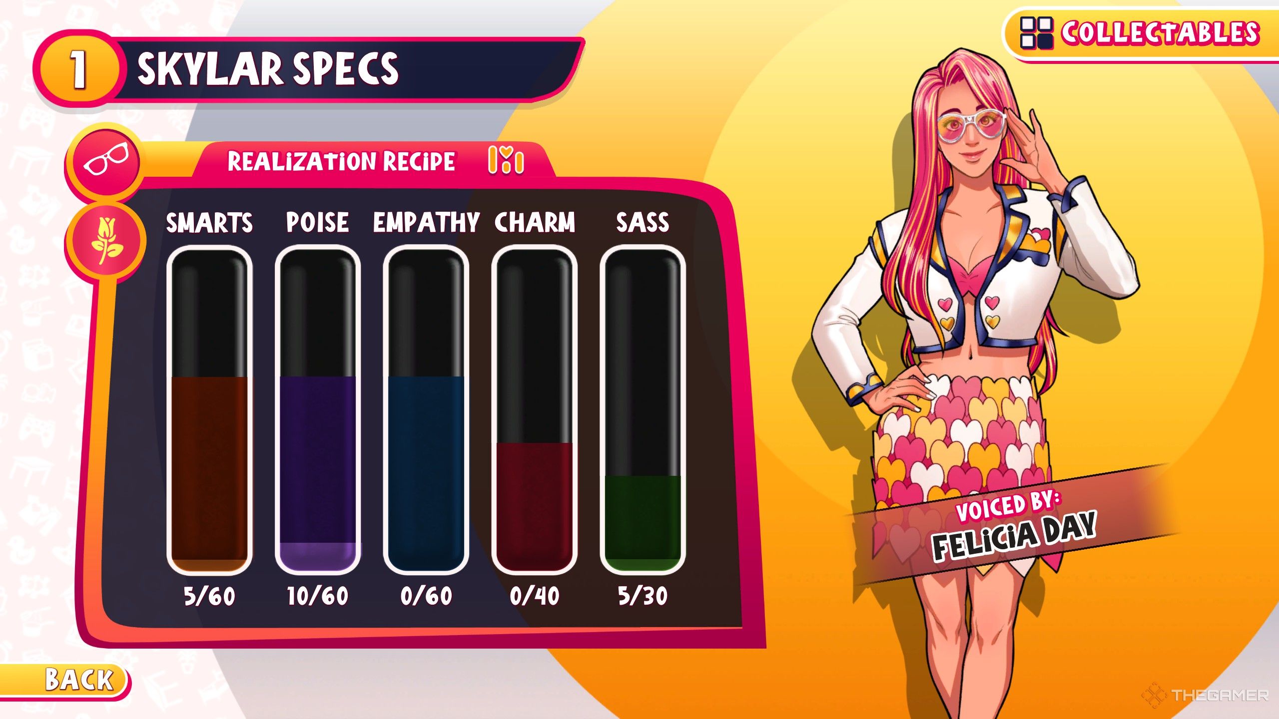 The realization recipe for Skylar in Date Everything.