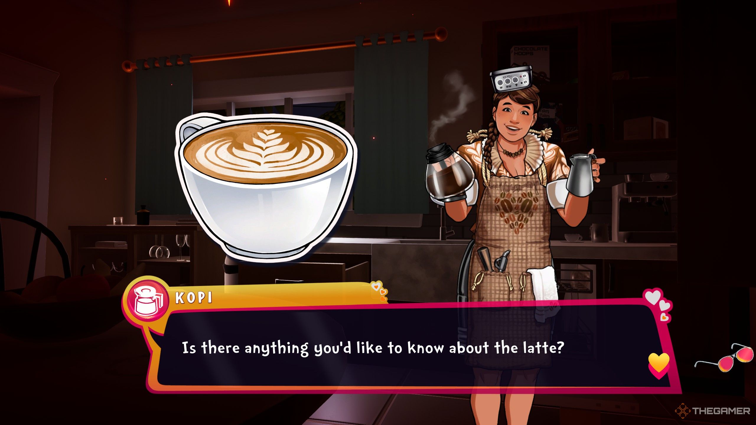 Kopi giving you a latte in Date everything.