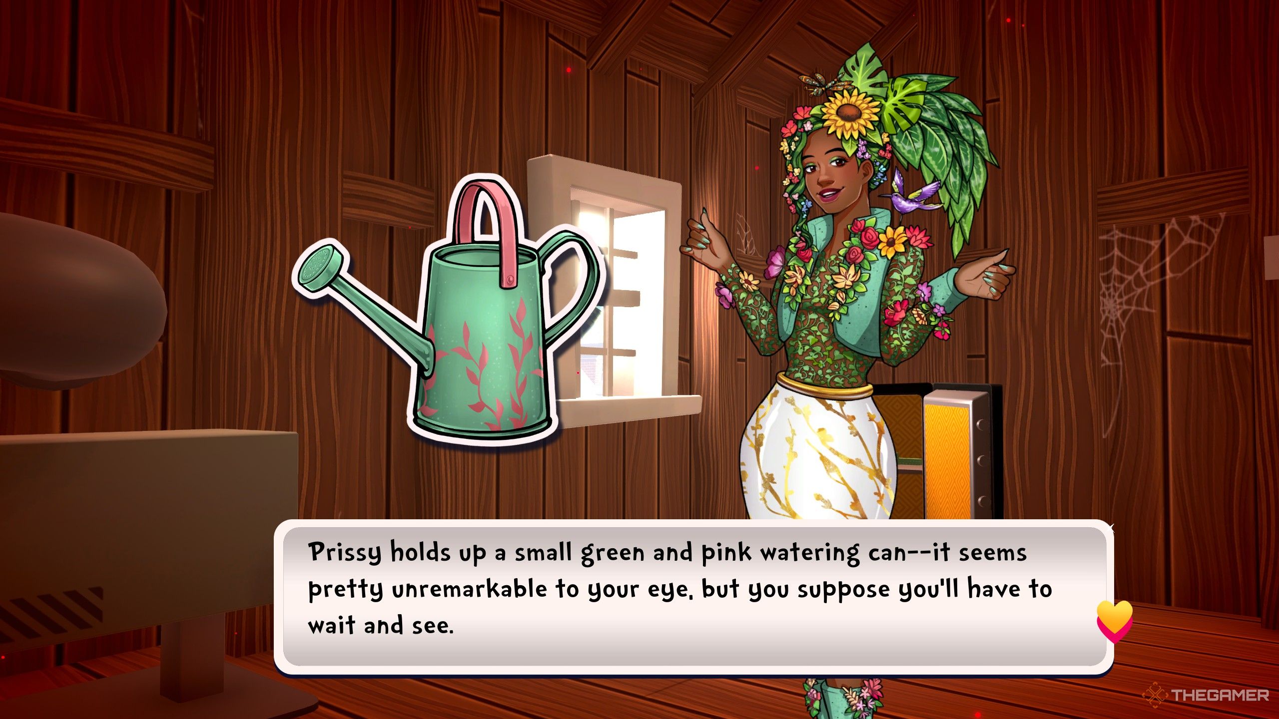 Prissy with a watering can in date everything.