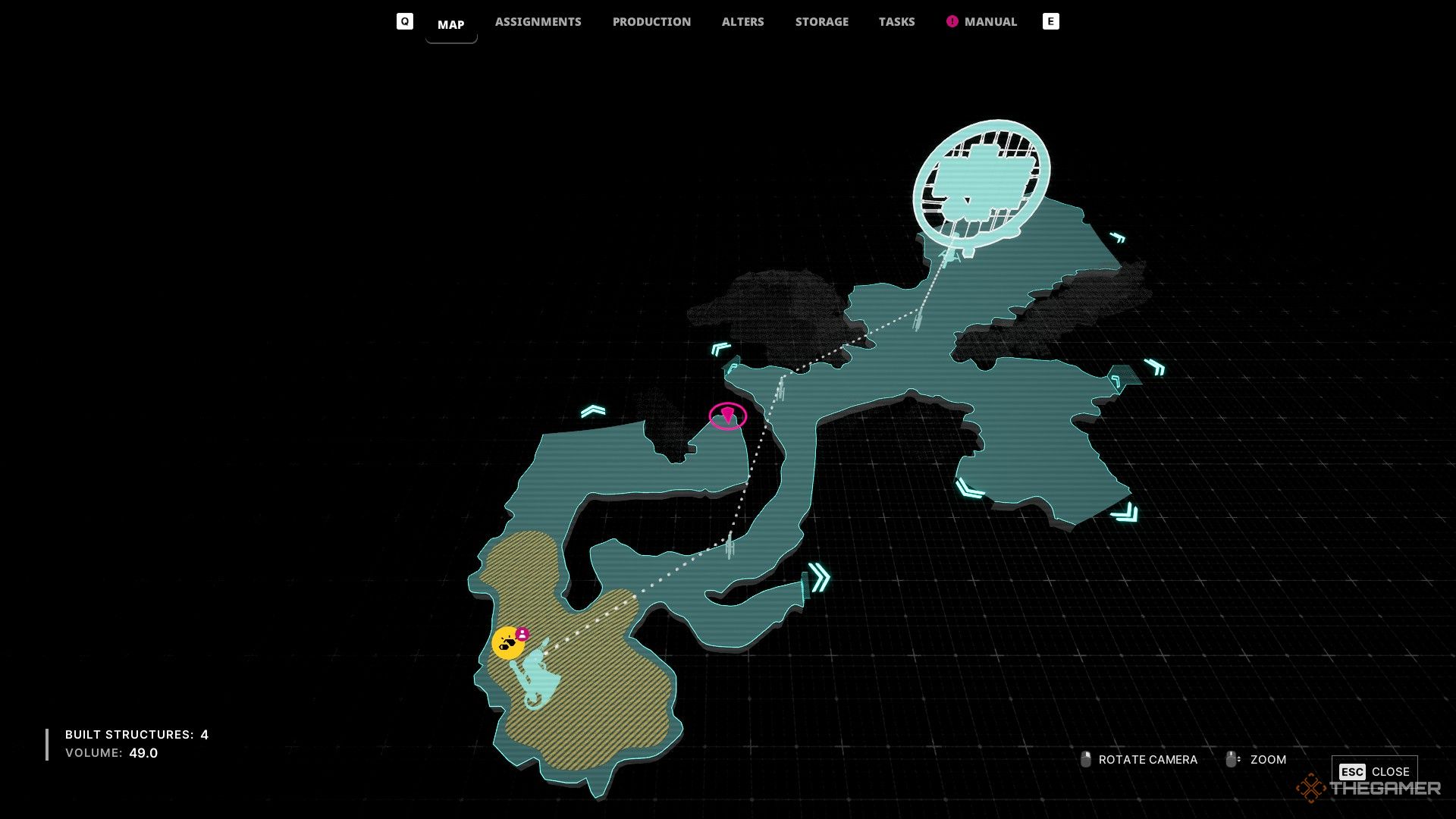a pylon network leading to an enriched metals outpost in a radiation field on the act 1 map in the alters.