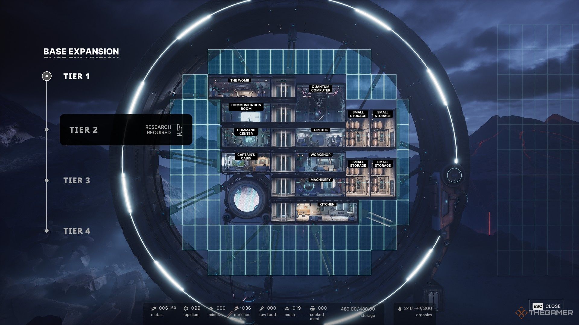 the base is expanded from the command center, providing more building space, in the alters.