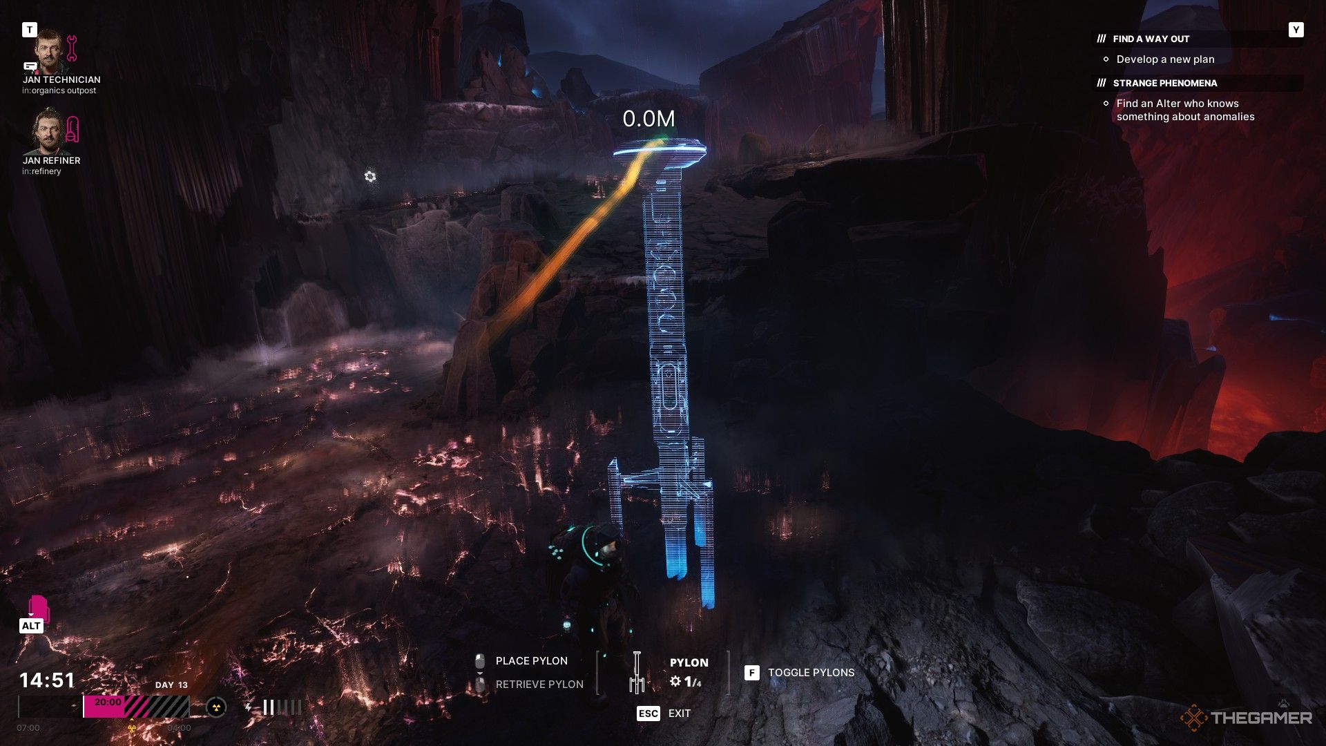 jan places a pylon while exploring the planet's surface in the alters.