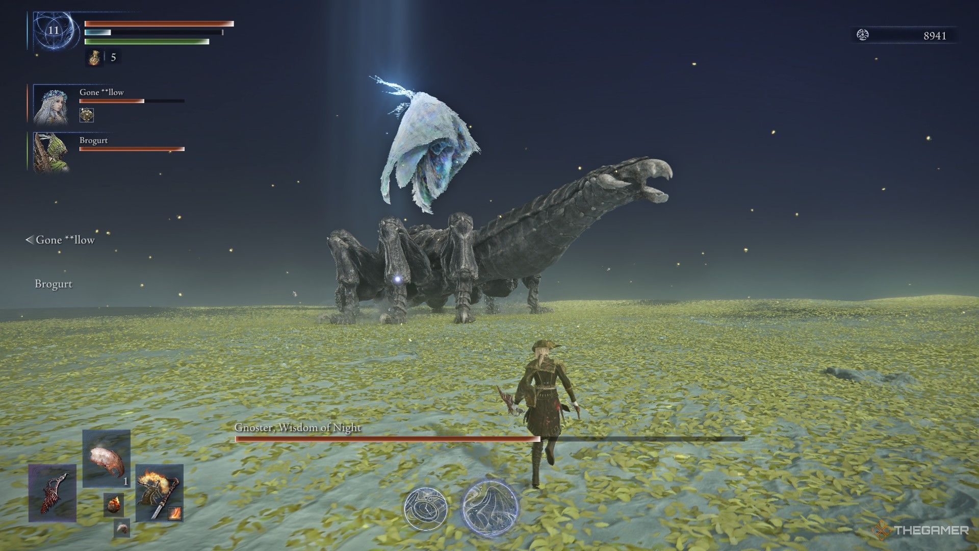 Duchess runs toward the Sentient Pest during its Phase Two transition in Elden Ring Nightreign.