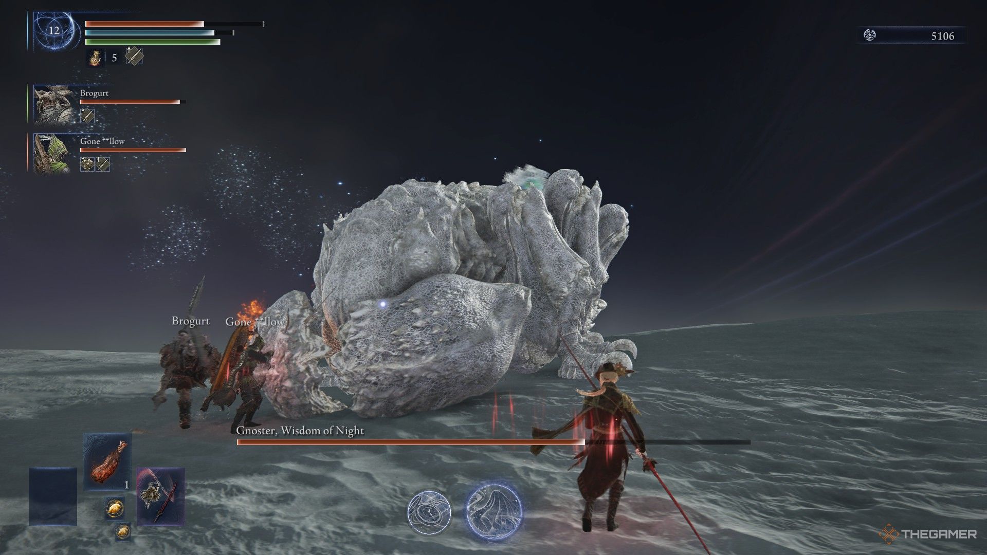 Duchess, Raider, and Ironeye face a hardened Sentient Pest husk in Elden Ring Nightreign.