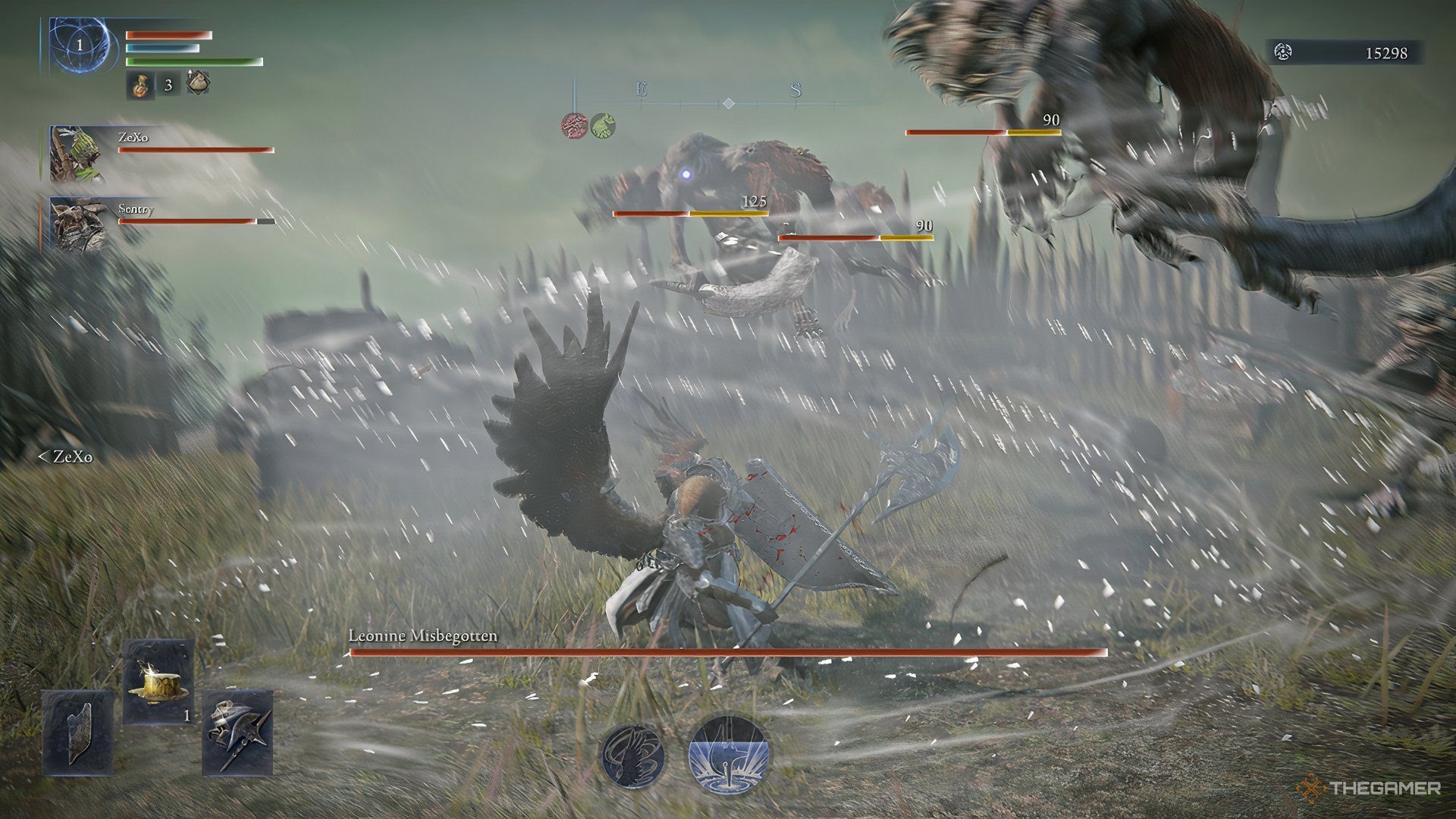 Guardian uses his Whirlwind Skill on a pack of demihumans in Elden Ring Nightreign.