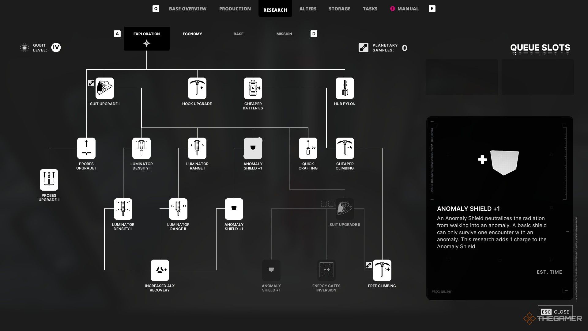 the research screen in the alters with teh anomaly shield technology highlighted.