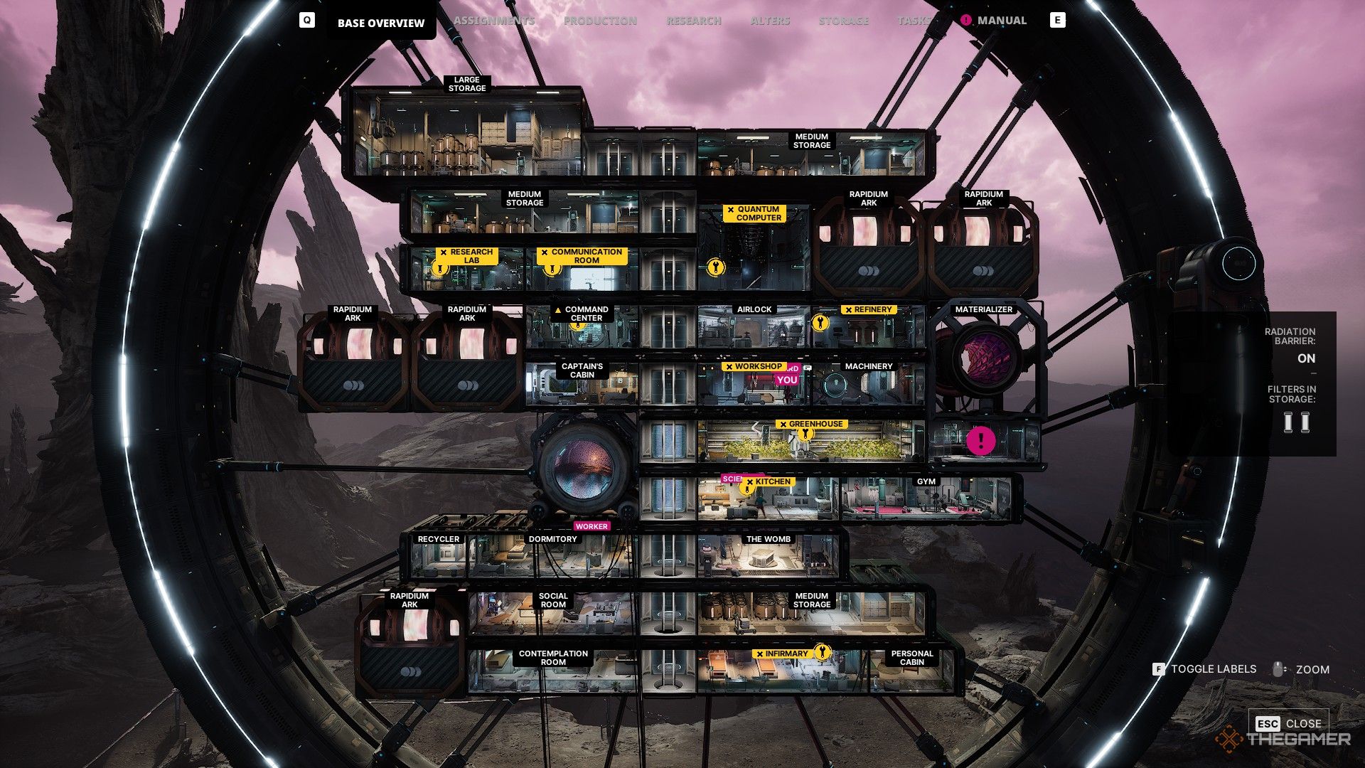 a base with several malfunctioning rooms in the alters.