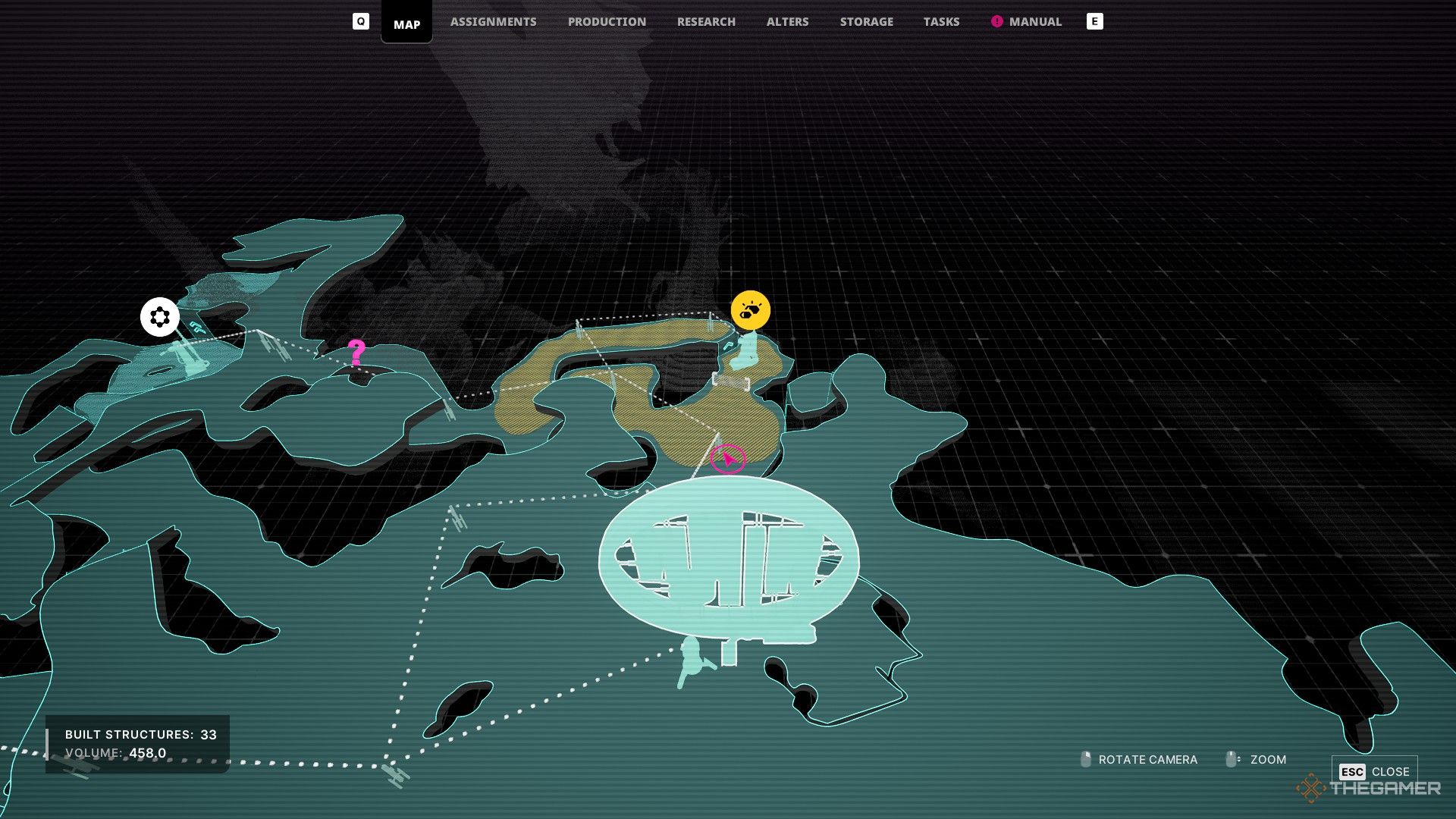 the act 3 map in the alters, with jan standing at the location of the final planetary sample north of the base.