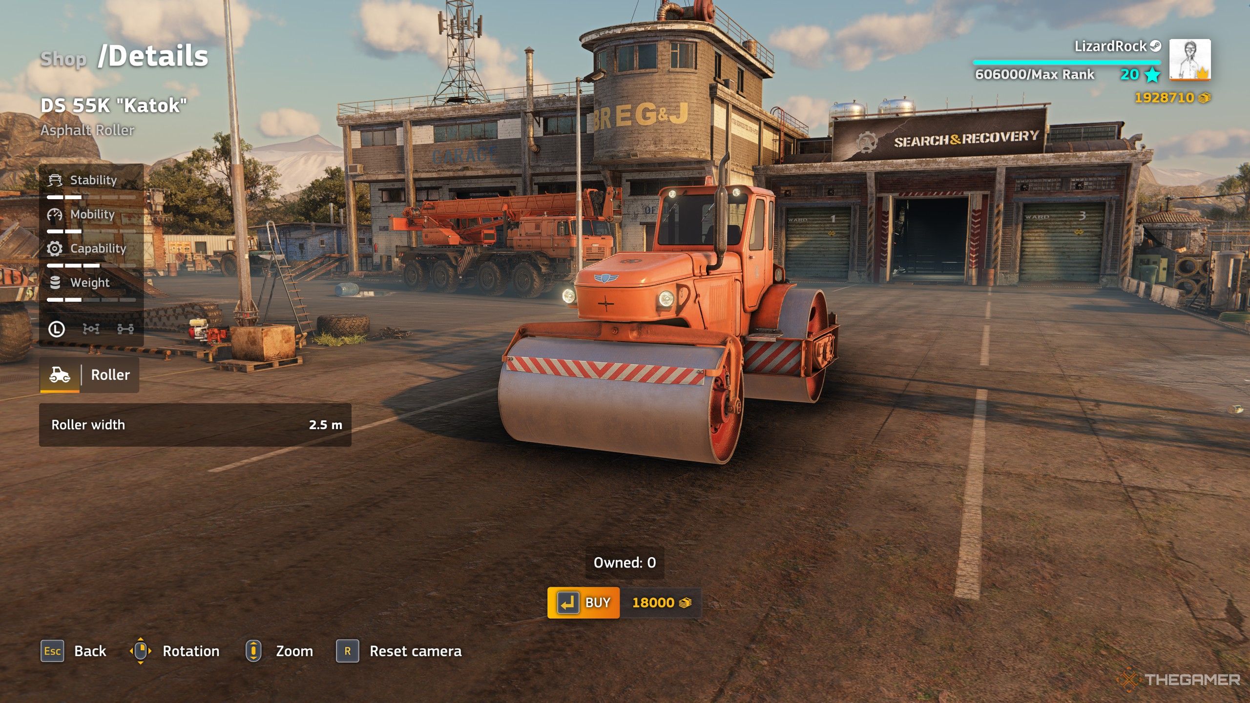 An orange DS 55K Katok asphalt roller in RoadCraft.