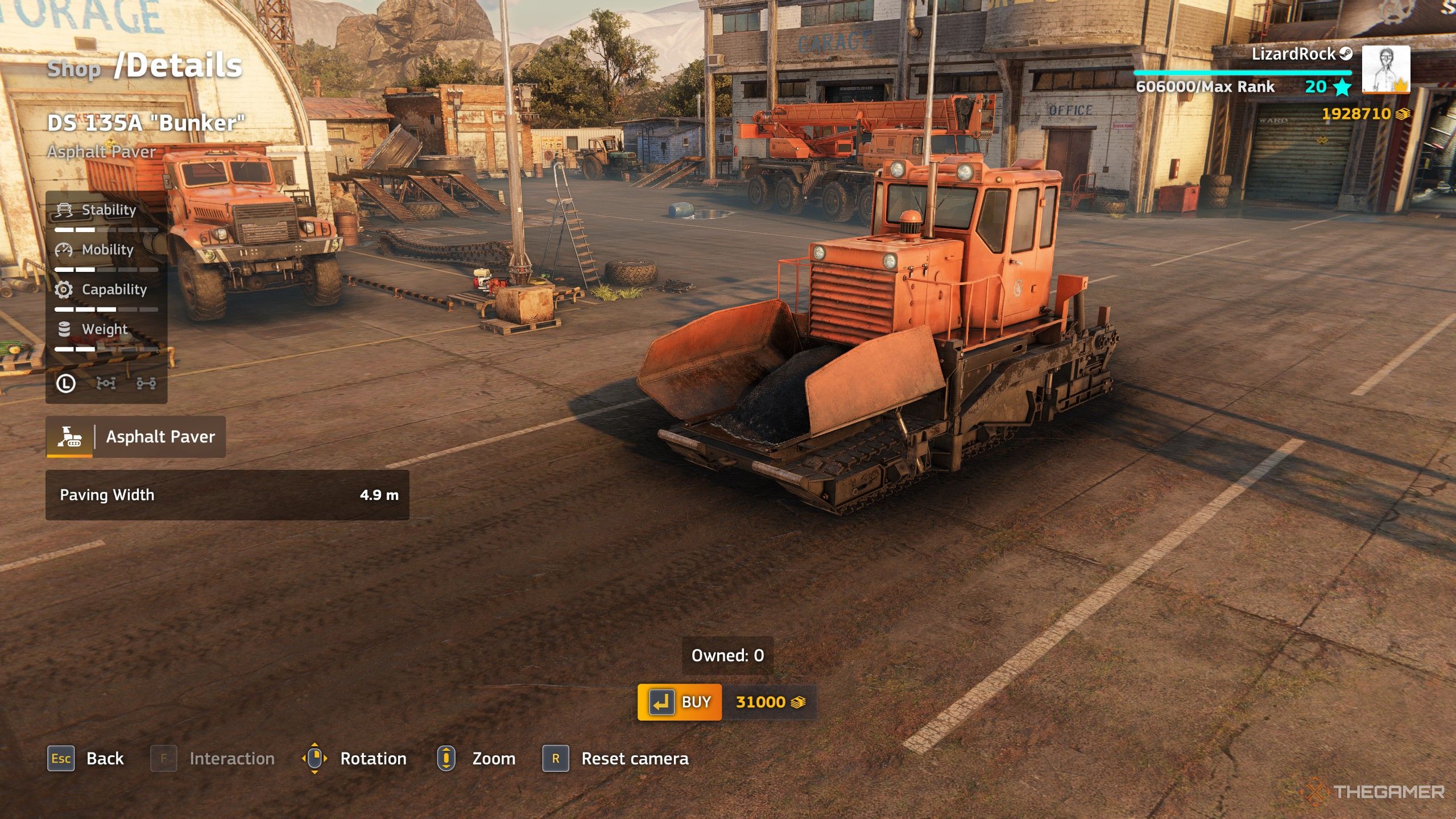 An orange DS 135A Bunker Asphalt Paver in RoadCraft.