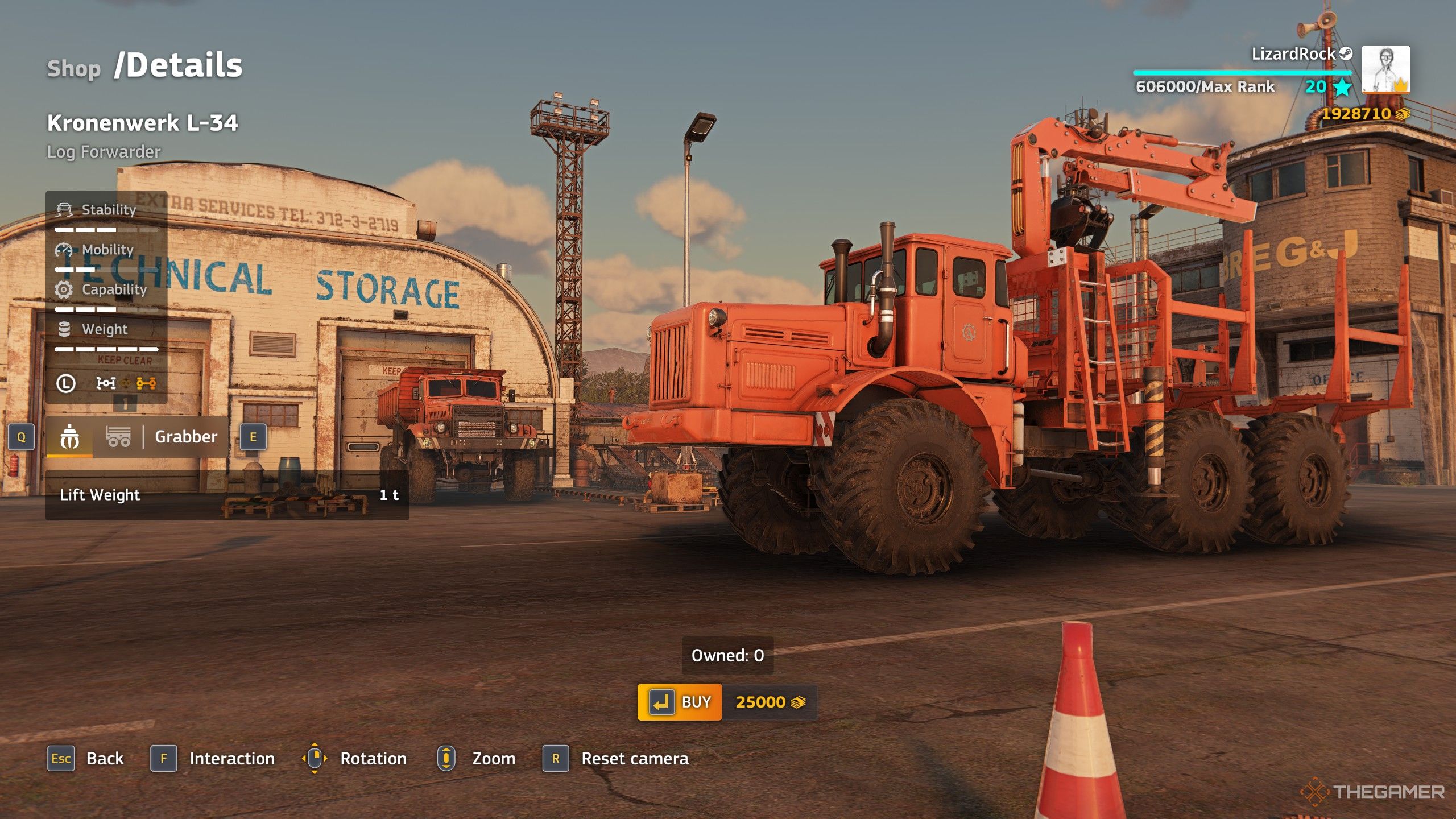 An orange Kronenwerk L-34 Forwarder in RoadCraft.