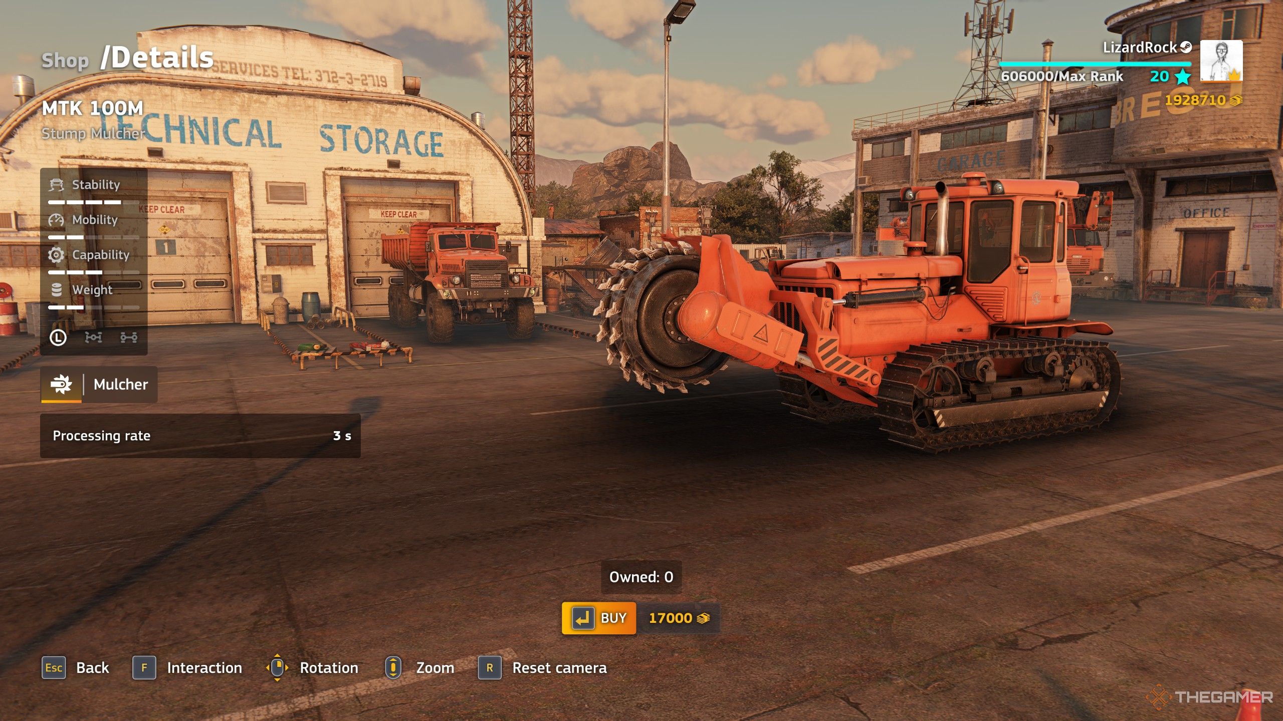 An orange MTK 100M stump grinder in RoadCraft.