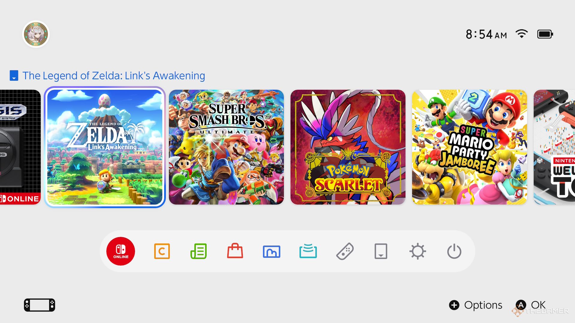 The Switch 2 home screen with Switch 1 games on it.