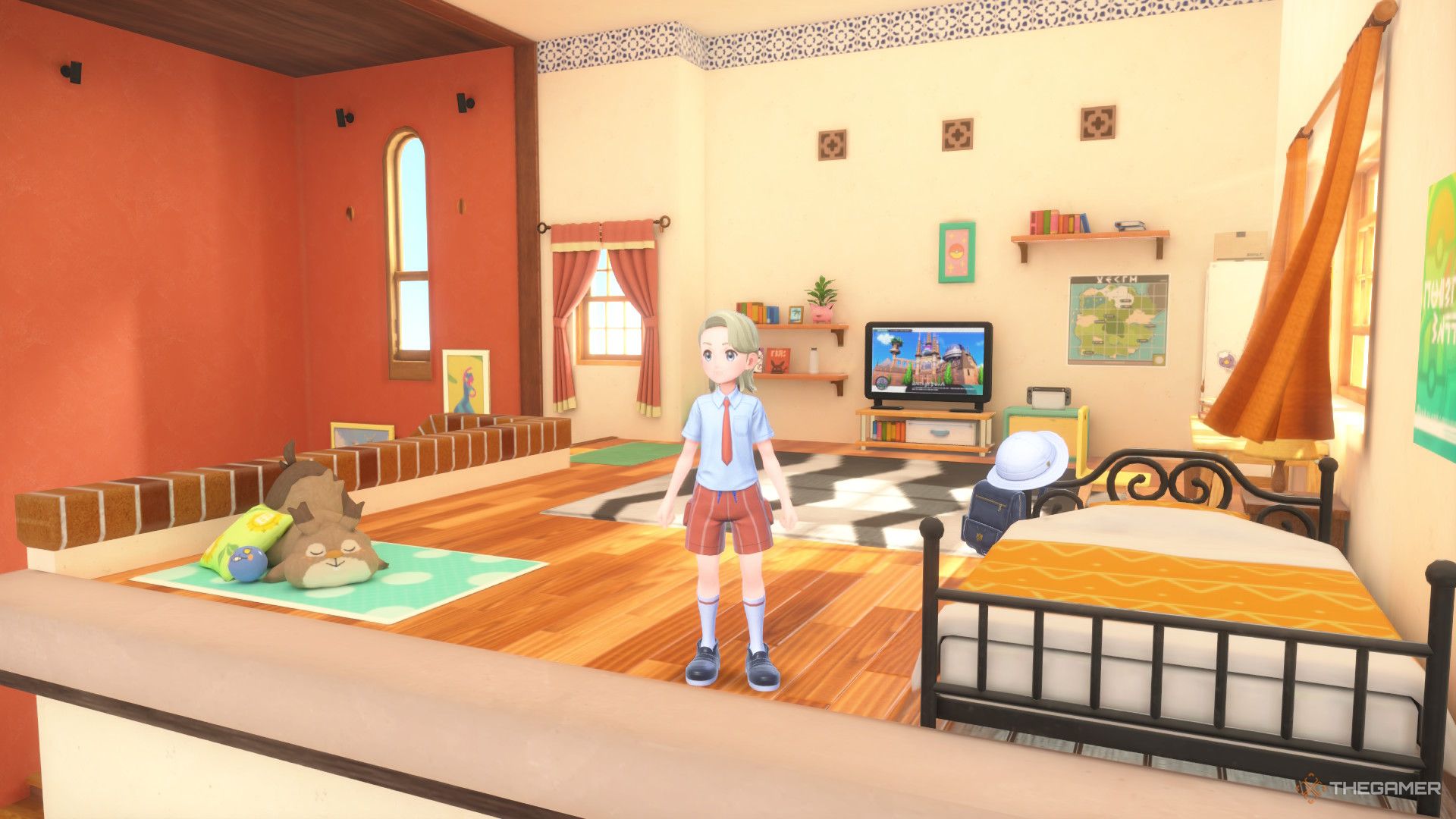 The player's bedroom in Pokemon Scarlet.