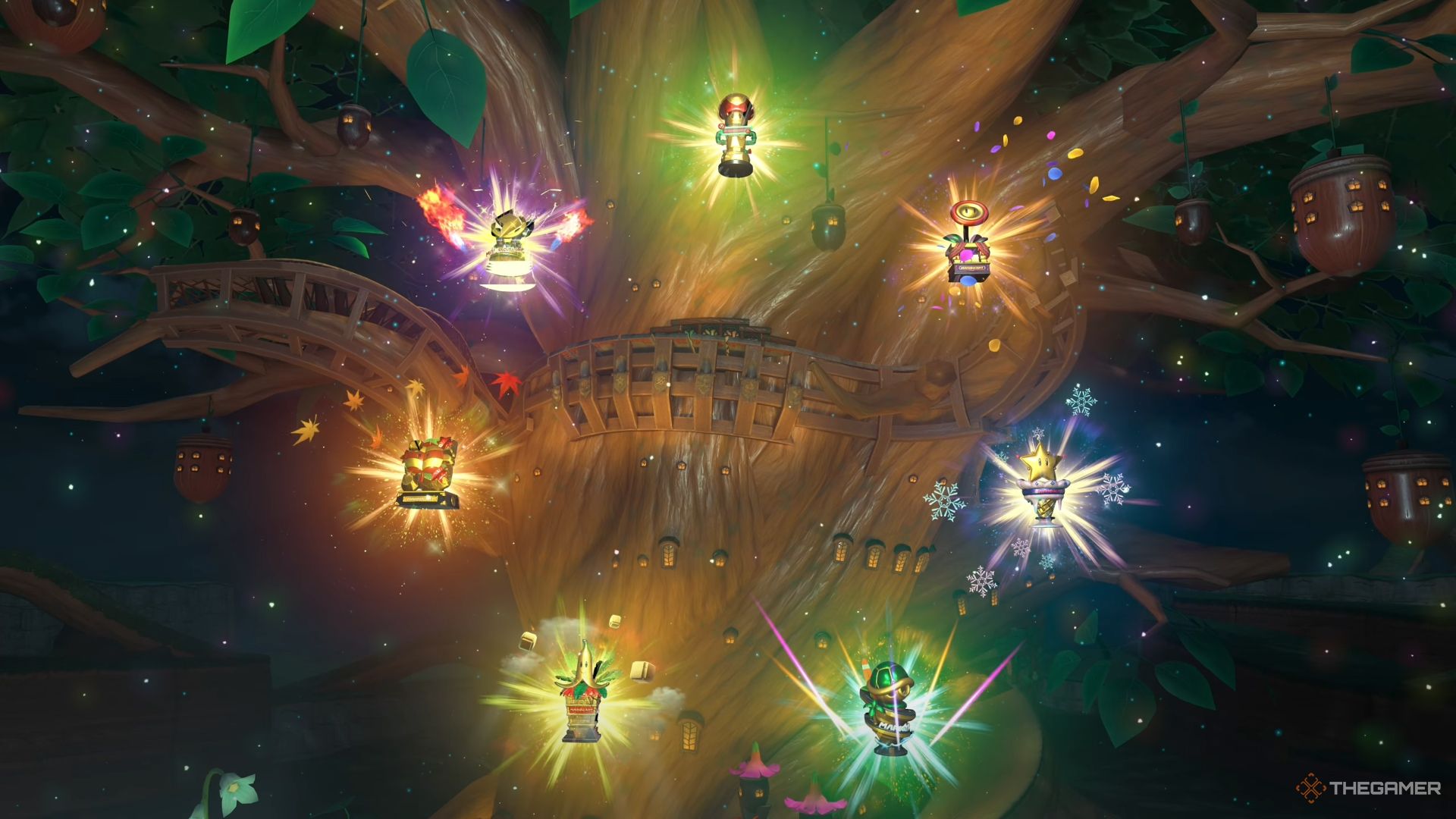 Cups won by the player form together to make the Secret Cup during a cutscene in Mario Kart World.