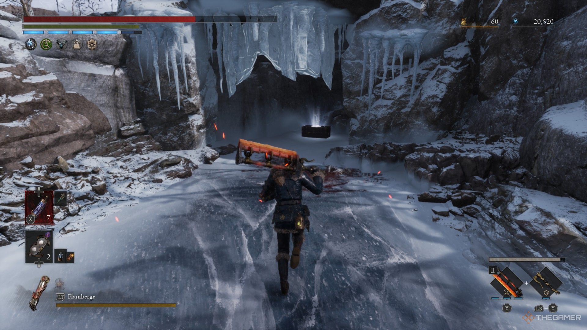 Player discovers the red chest behind the ice wall containing the Lorenzini Bolt in Lies of P: Overture.
