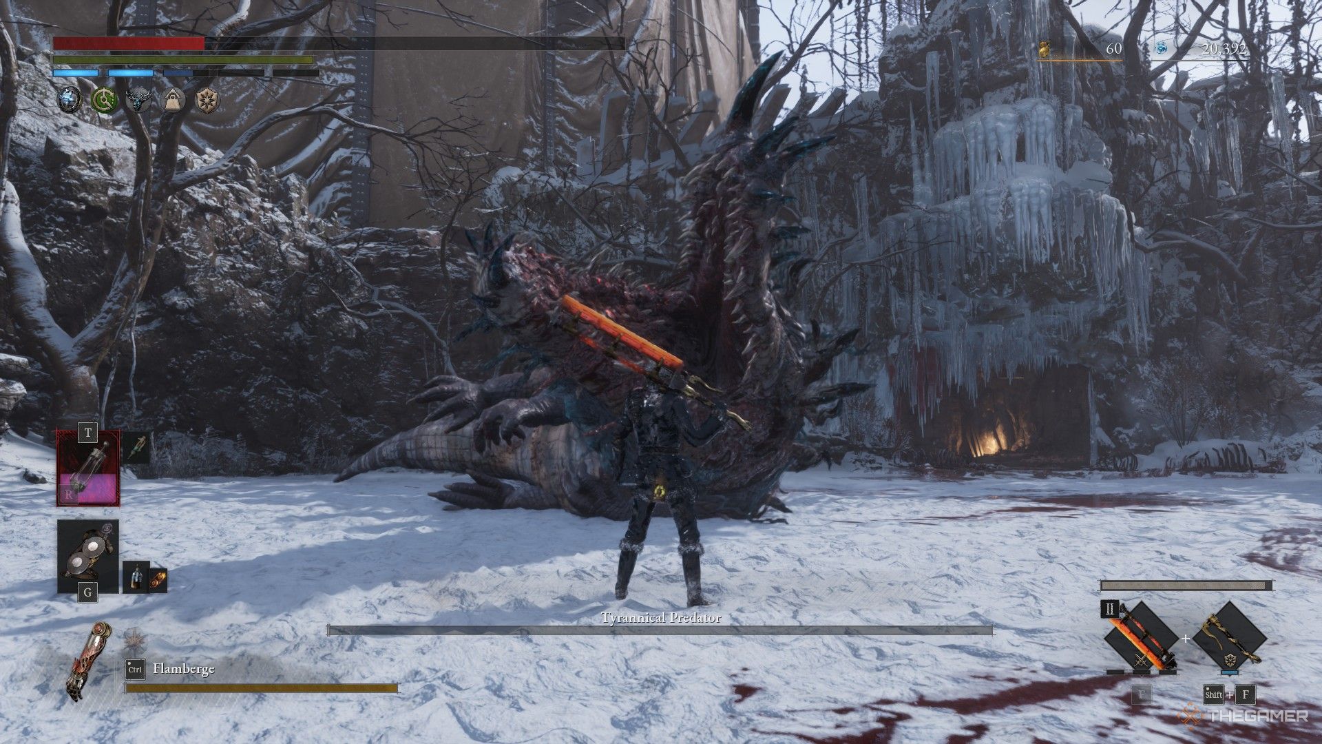 Player stands in front of the defeated Tyrannical Predator in Lies of P: Overture.