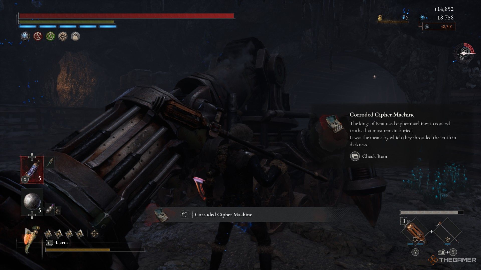 Player receives the Corroded Cipher Machine from drilling miniboss puppet in Lies of P: Overture.