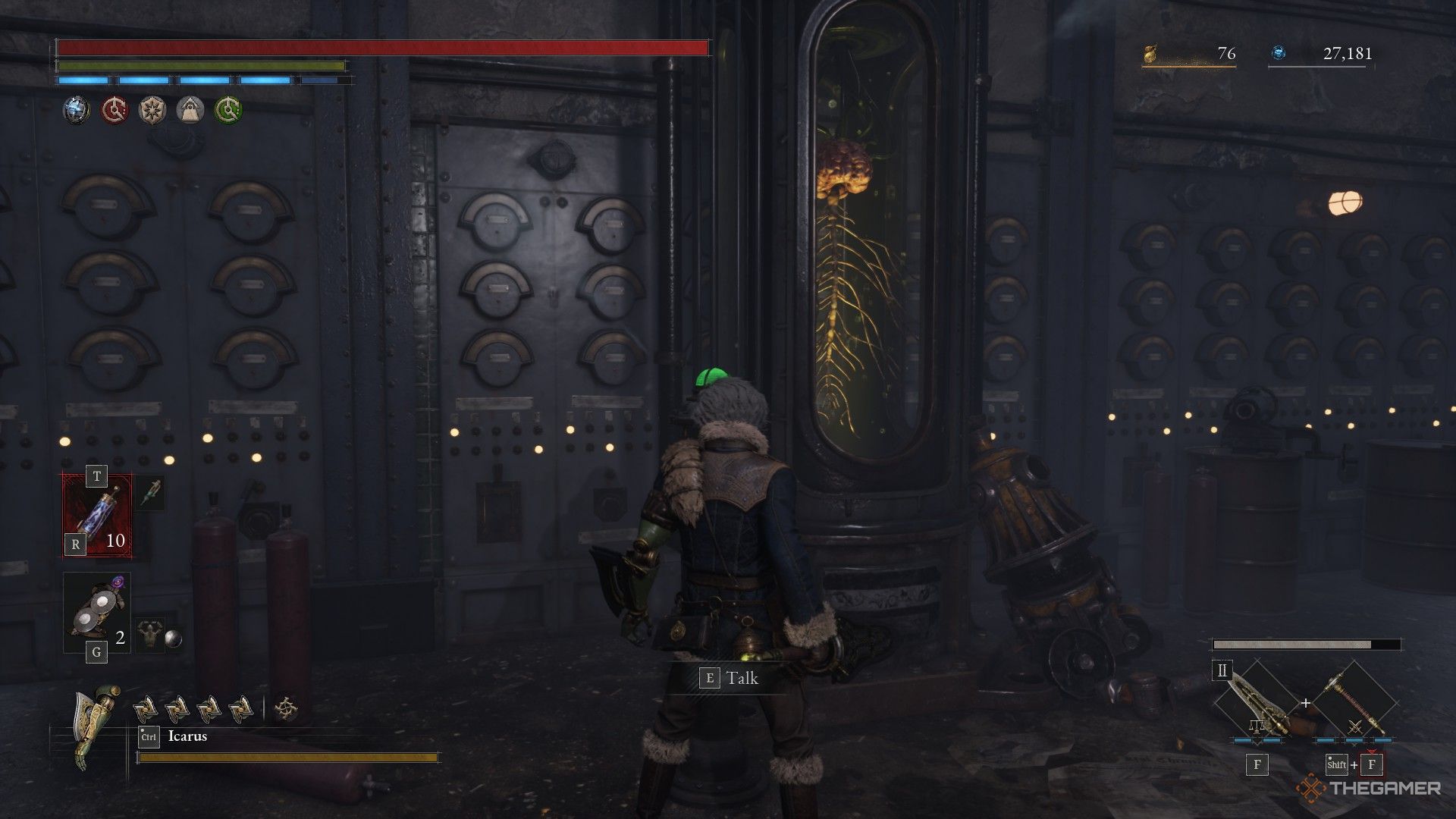 Player finds the Crusher Puppet's real body as a brain in a jar in Lies of P: Overture.