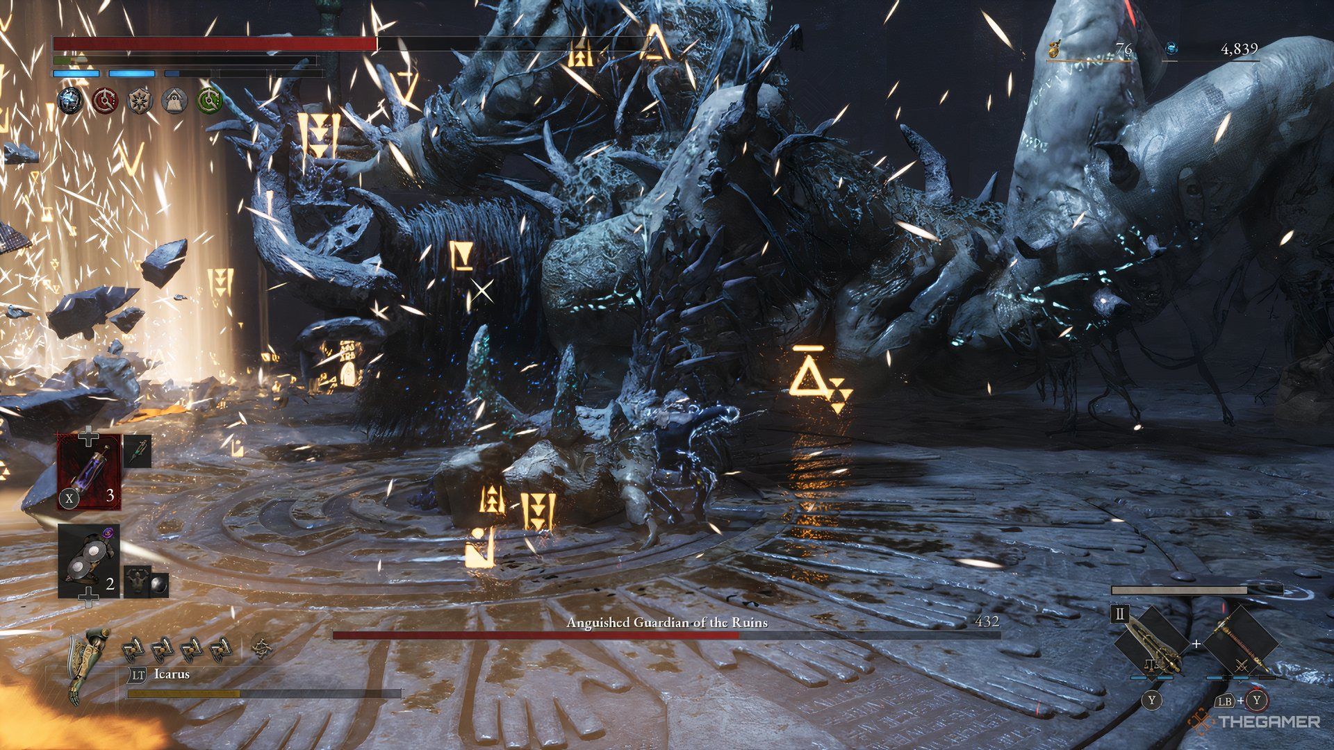 Anguished Guardian performs his Excalibur attack in Lies of P: Overture.