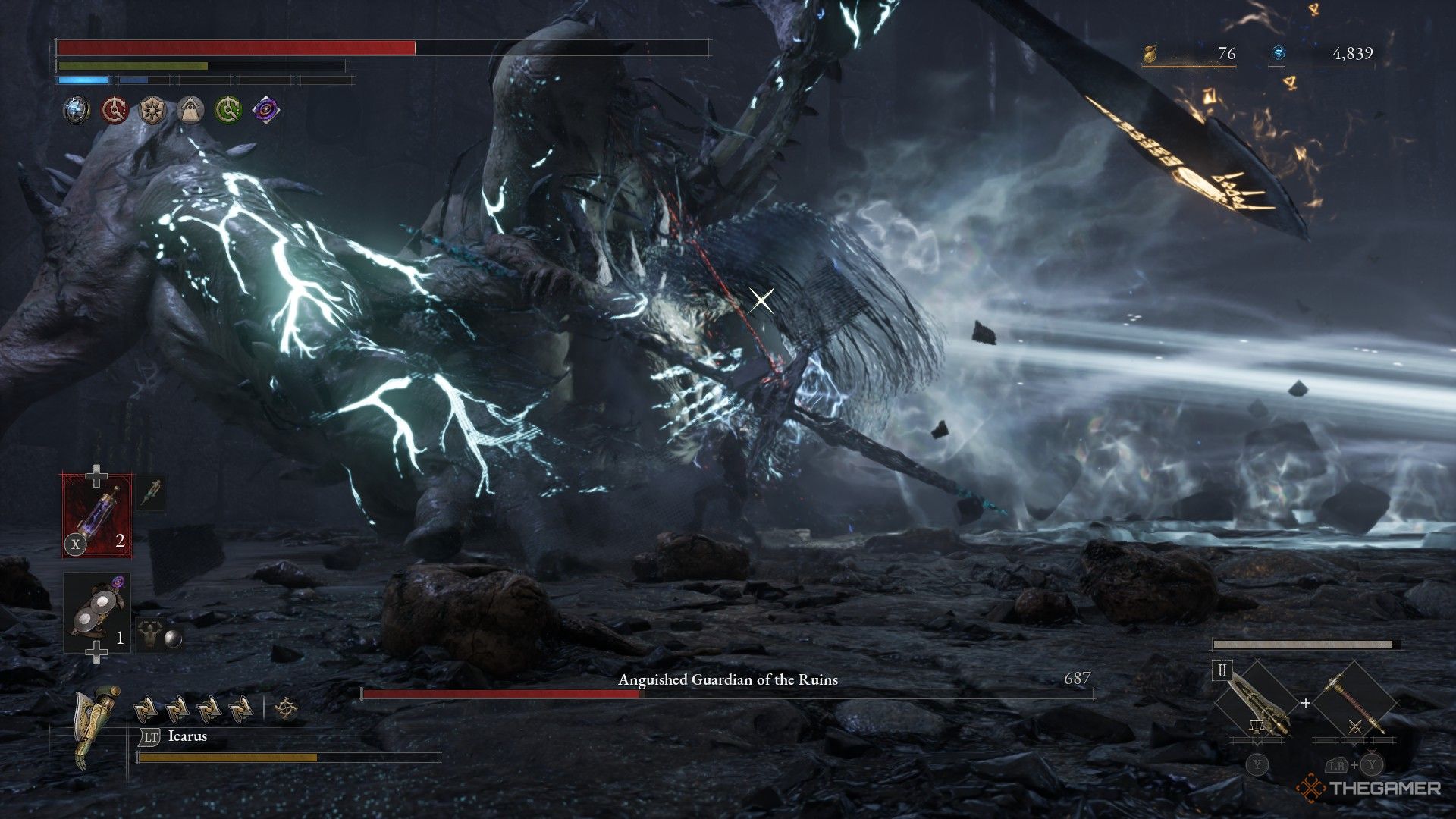 Anguished Guardian performs a Beam Attack in Lies of P: Overture.