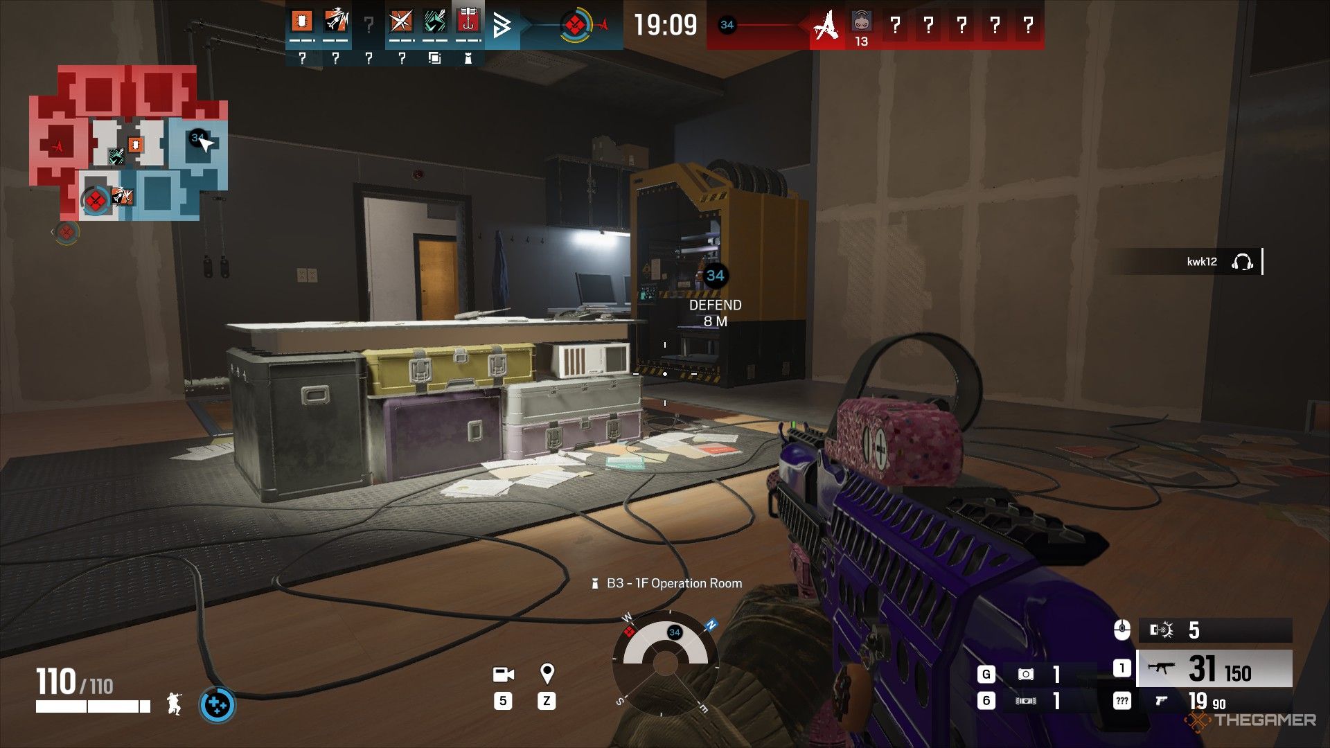 Player with a gun attacking in Rainbow Six Siege X: Dual Front mode.