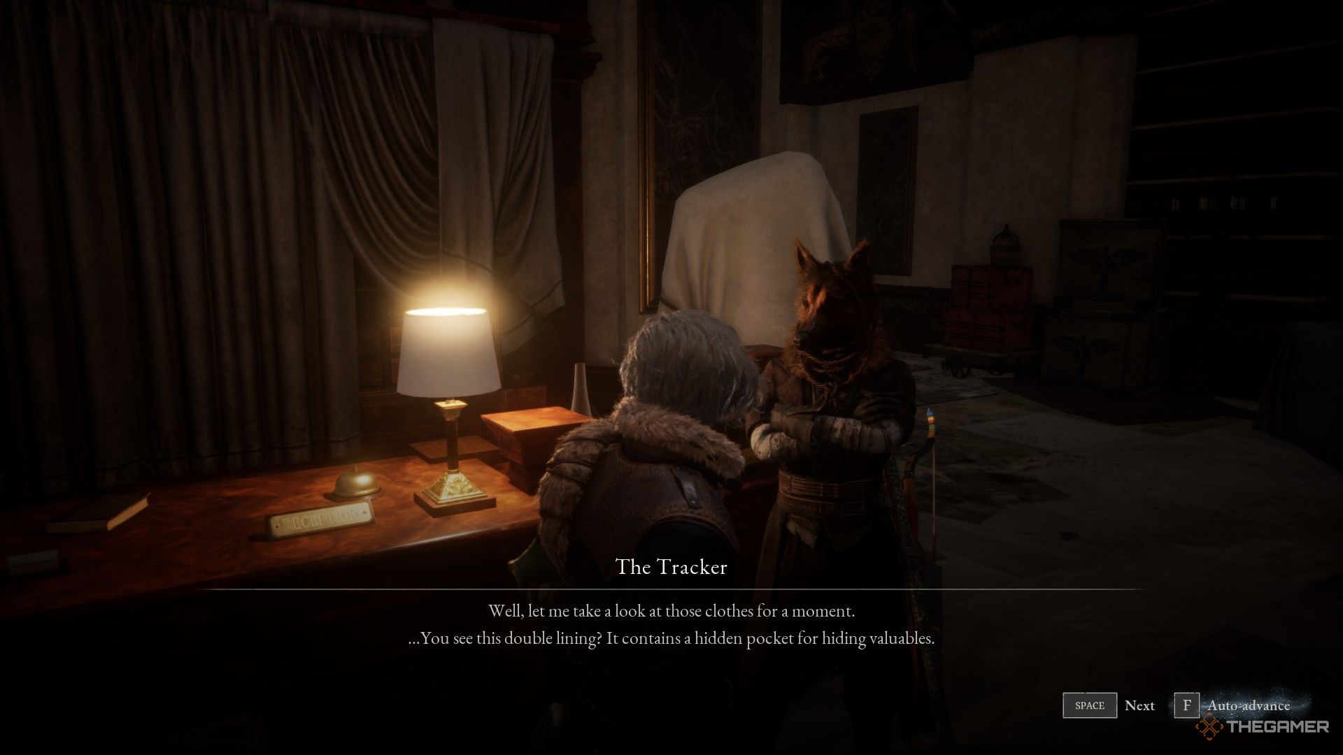 Player gives Lumacchio's attire to Alidoro to inspect in Lies of P: Overture.