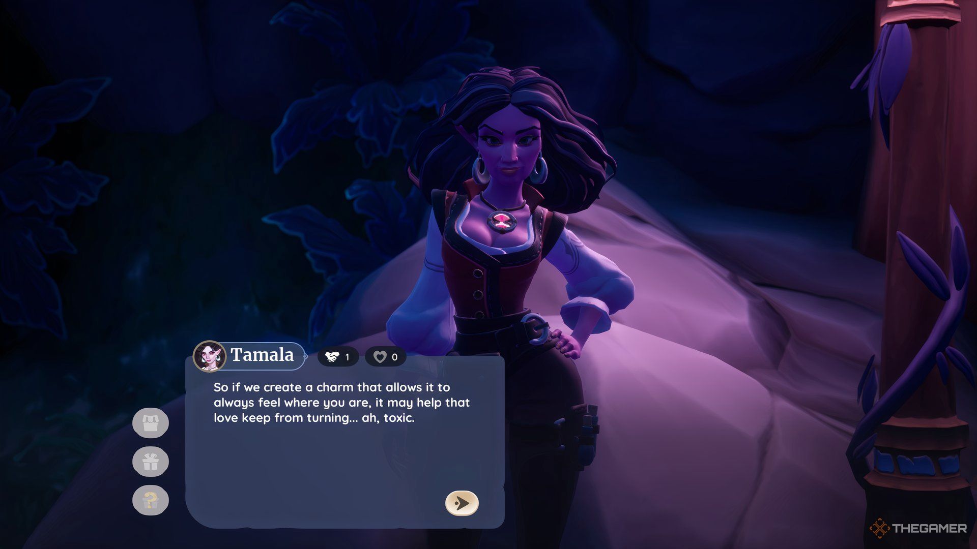 Talking With Tamala About Creating An Affection Charm For The Echoling In Palia.