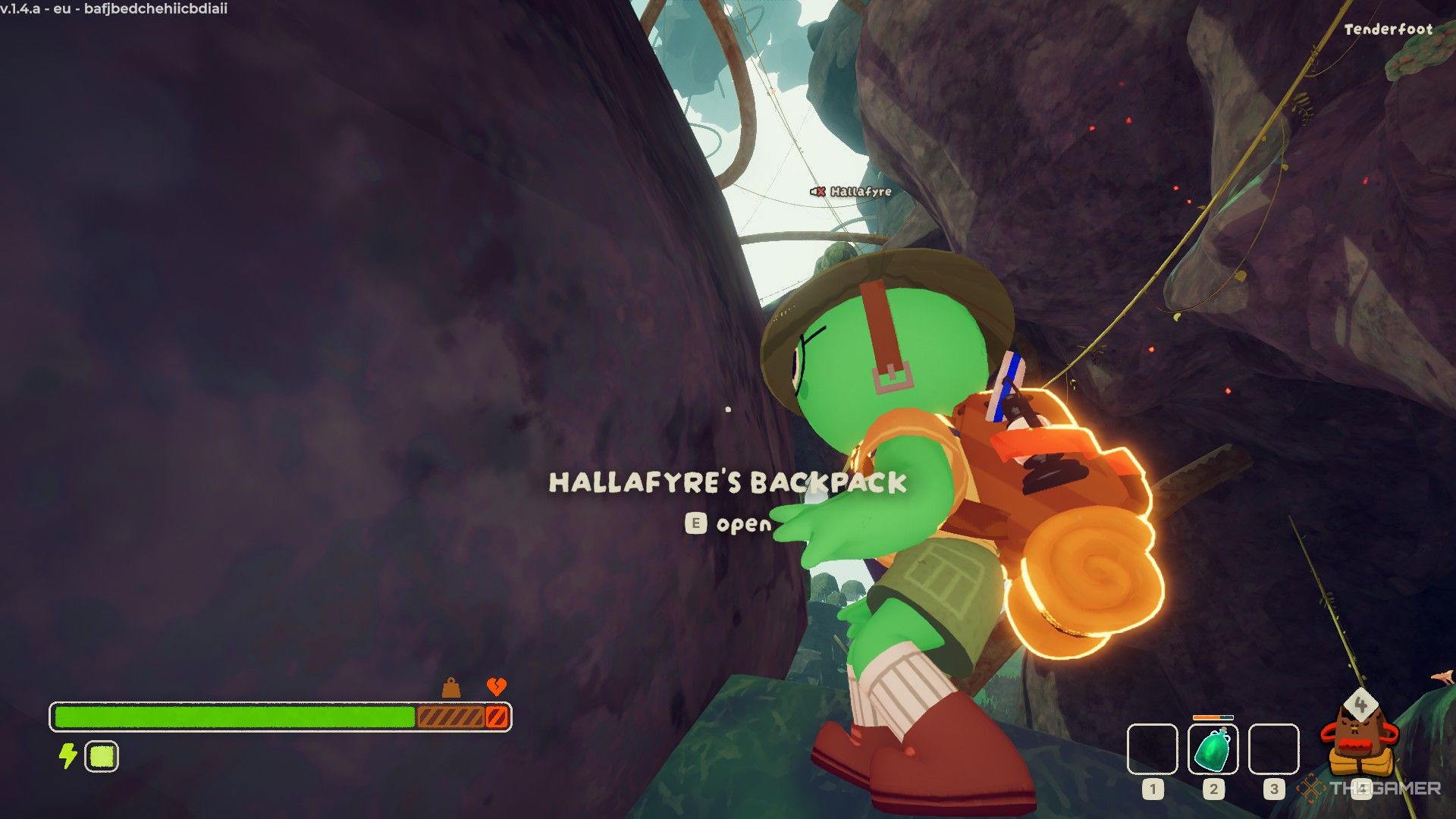 Friend wearing a backpack in Peak.