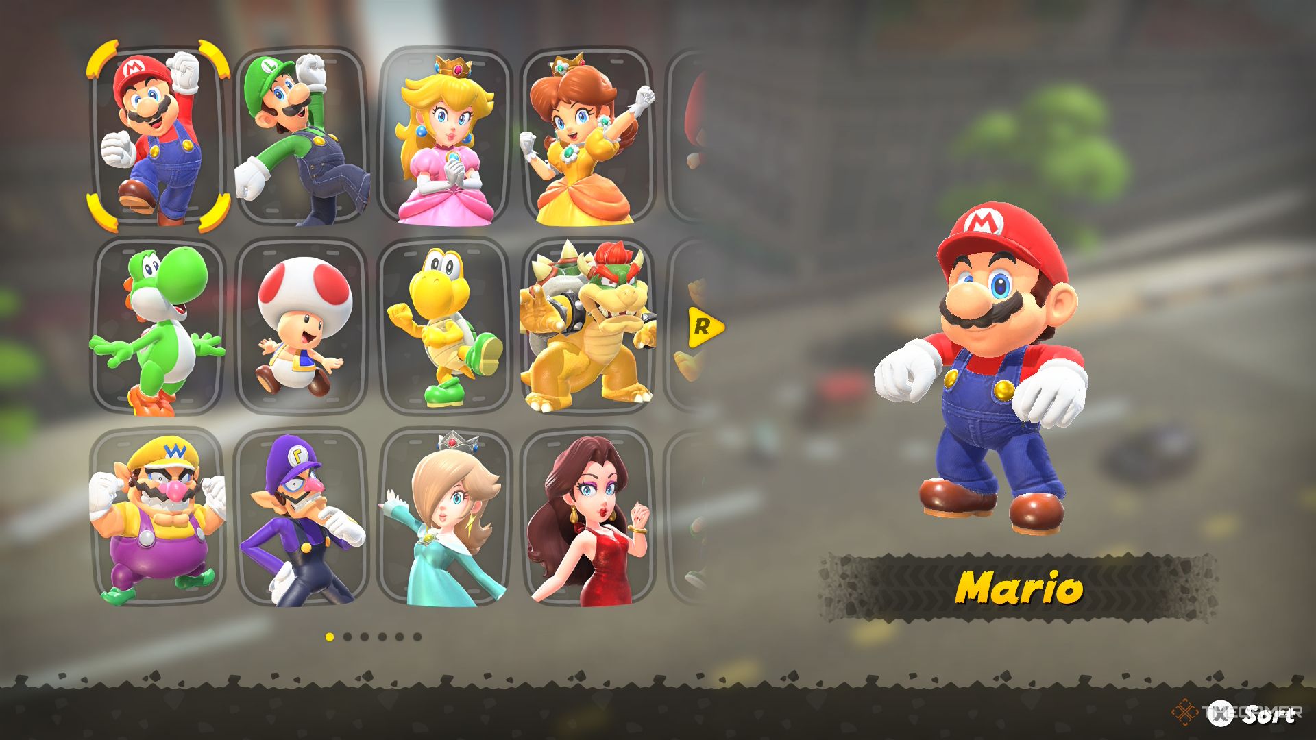 Mario Kart World character selection screen.