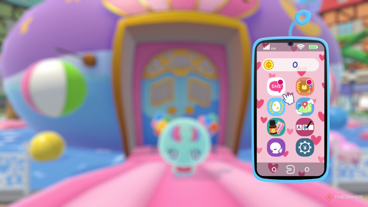 The Tamagotchi Plaza smartphone screen.