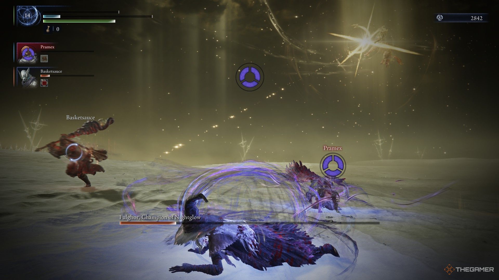 Guardian and Recluse are defeated by Everdark Darkdrift Knight as Wylder runs for his life from a Tactical Arrow Nuke in Elden Ring Nightreign.