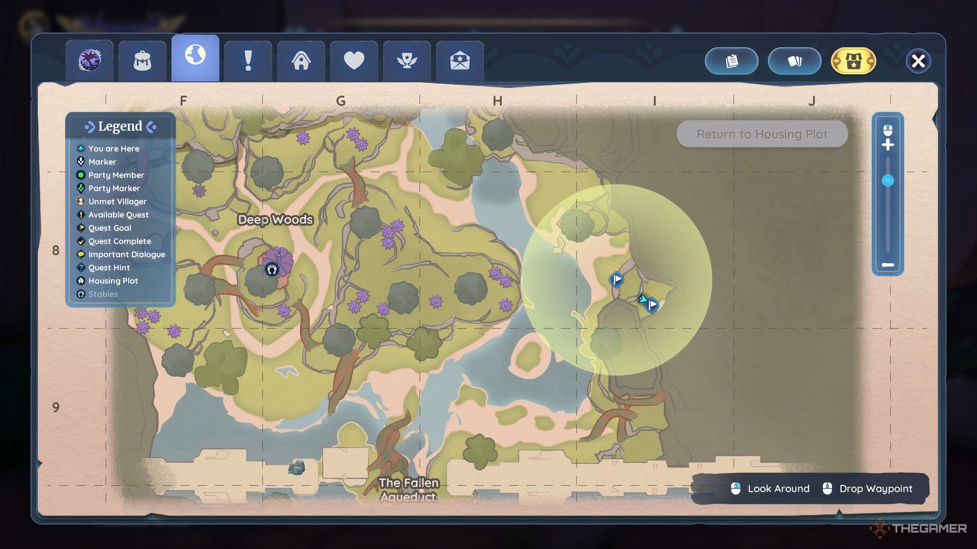 The Elderwood Map Showing The Quest Location In Deep Woods In Palia.