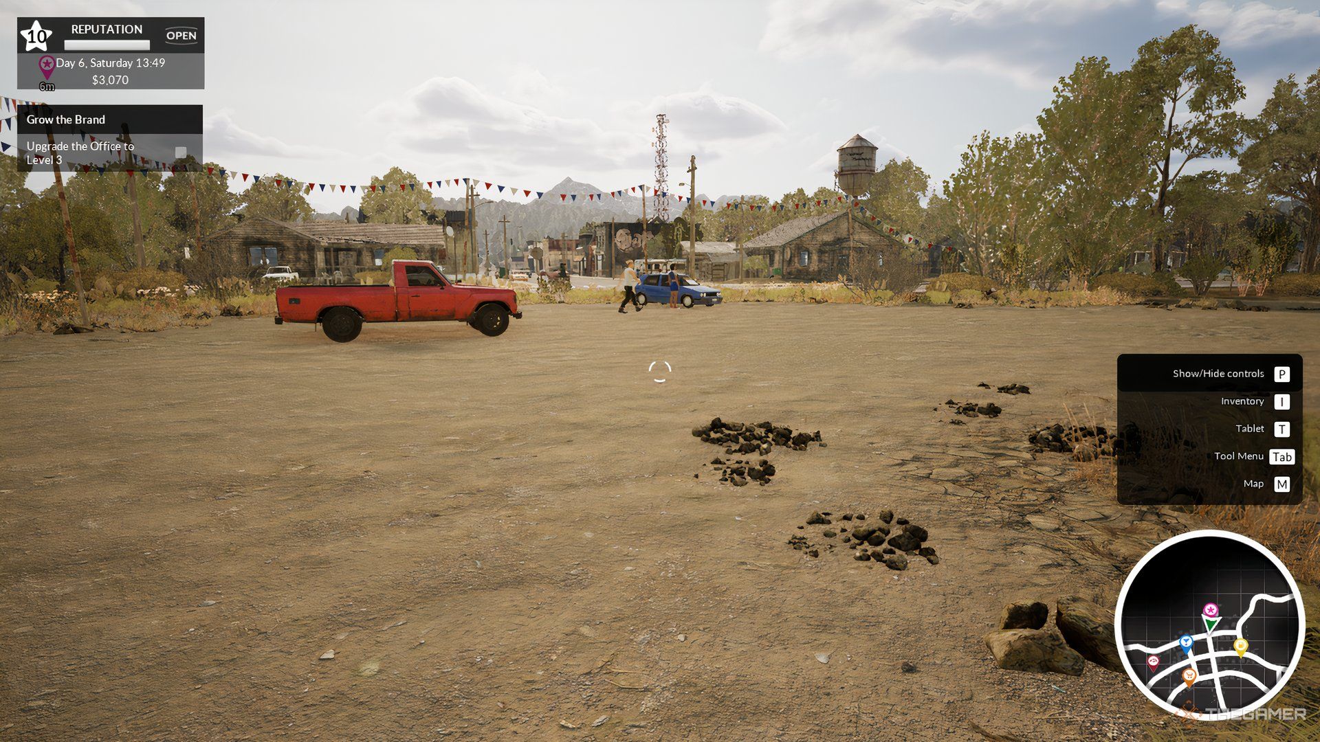 A few customers are walking on the sale lot in Car Dealer Simulator