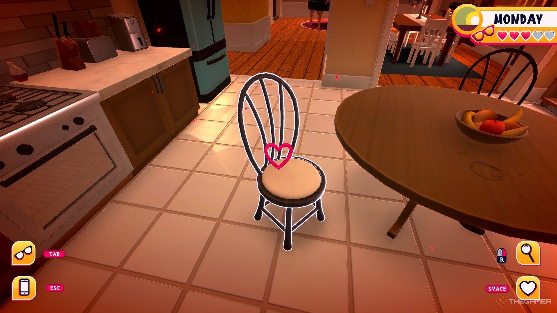 A kitchen chair in Date Everything.