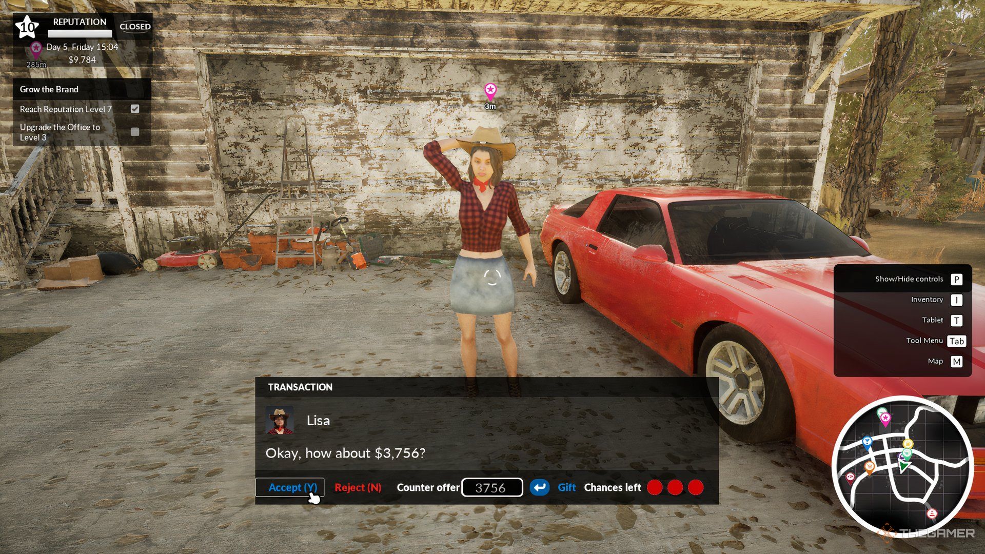 A negotiating is taking place in Car Dealer Simulator