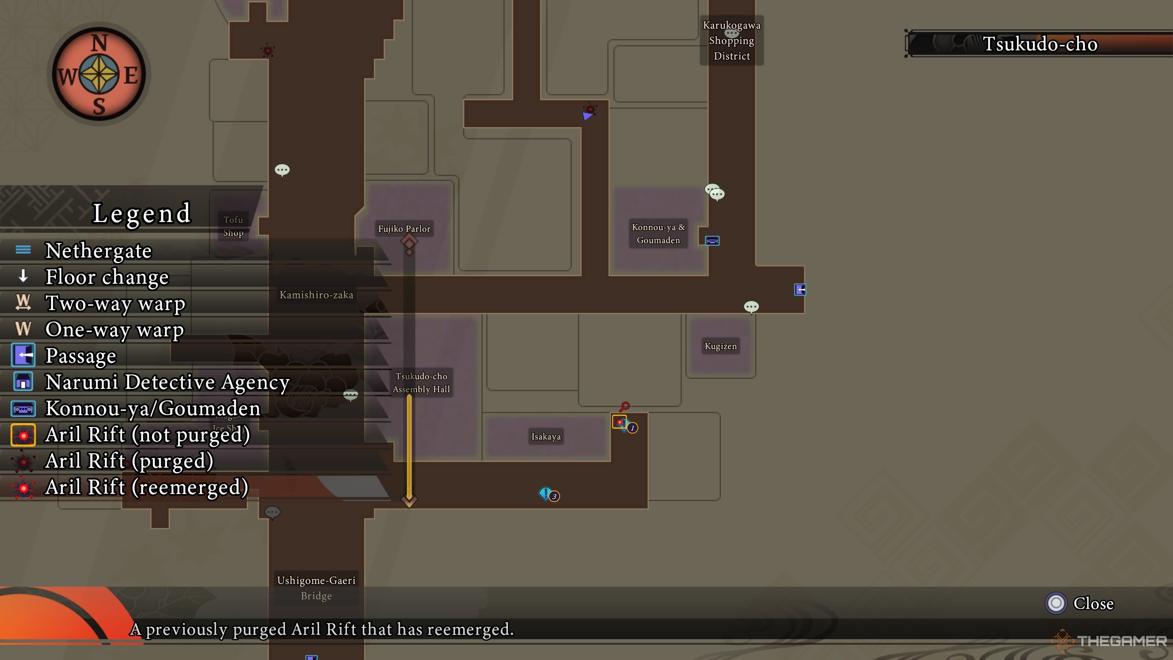 Aril Rifts on the overworld map in Raidou Remastered The Mystery of the Soulless Army.