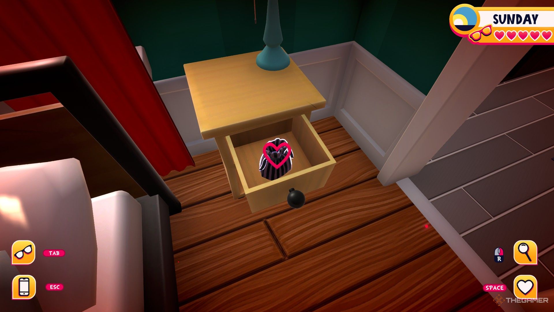 Ben-Hwa's location in the bedside table in Date Everything.