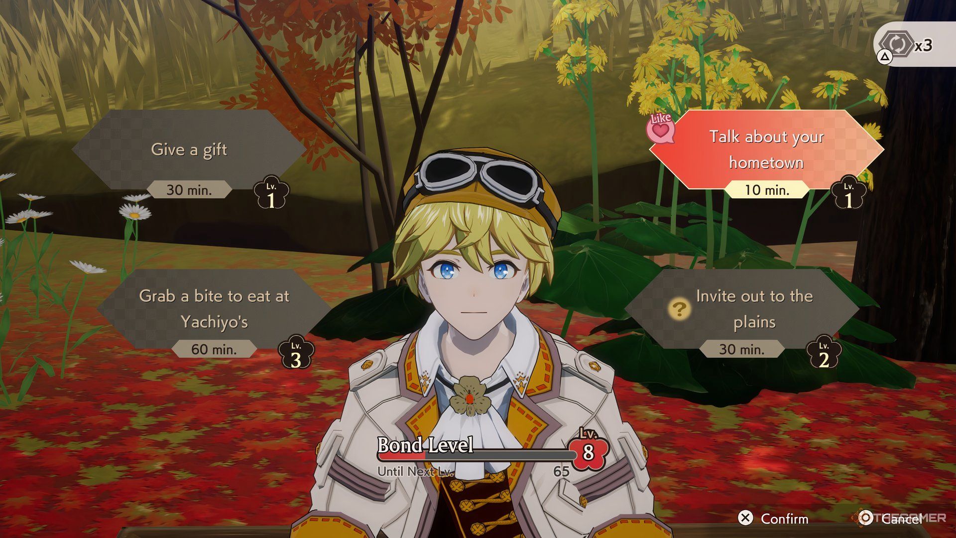 Choosing a hangout for Mauro in Rune Factory Guardians of Azuma.