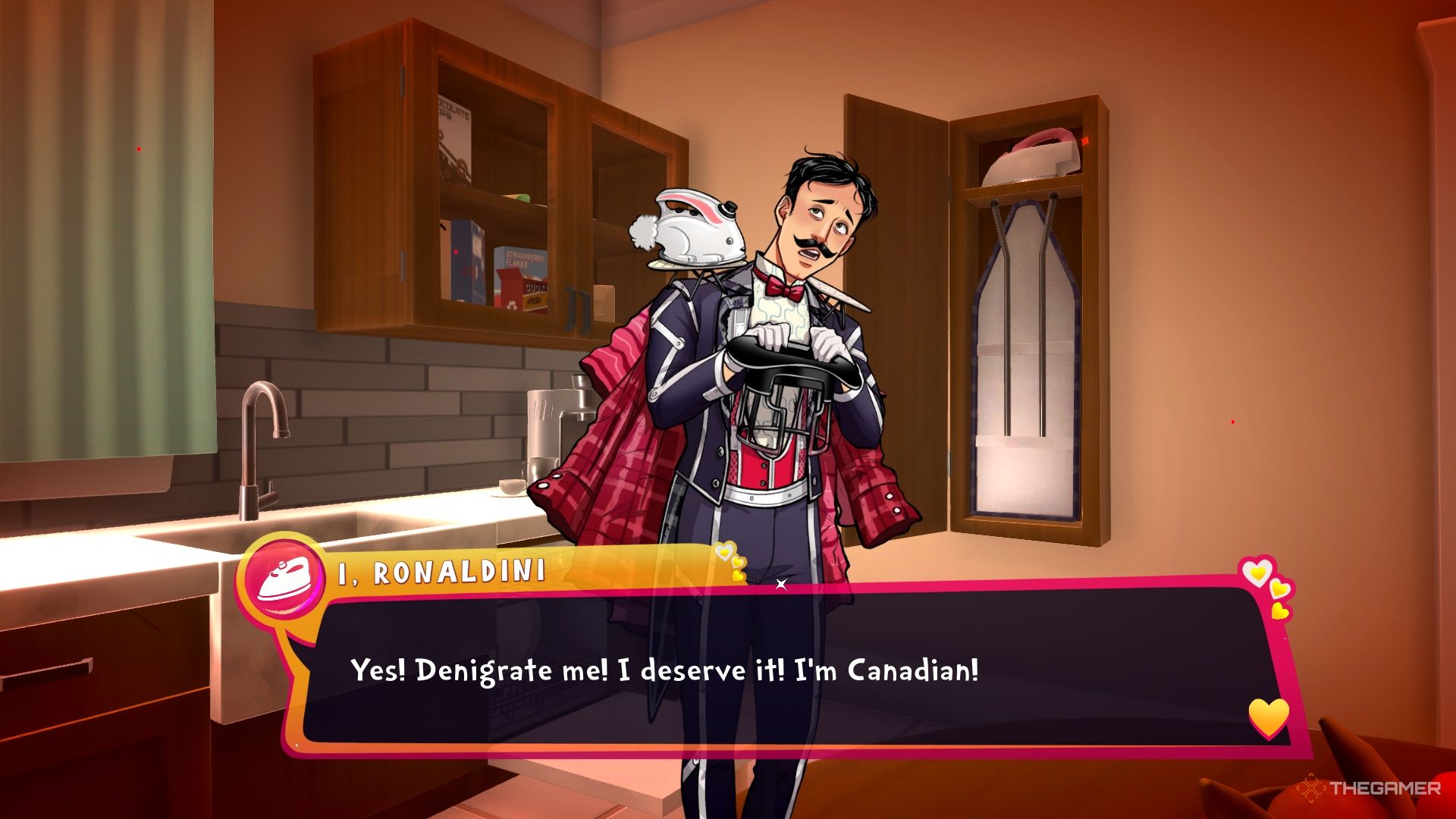 Ronaldini confessing that he's Canadian in the kitchen.