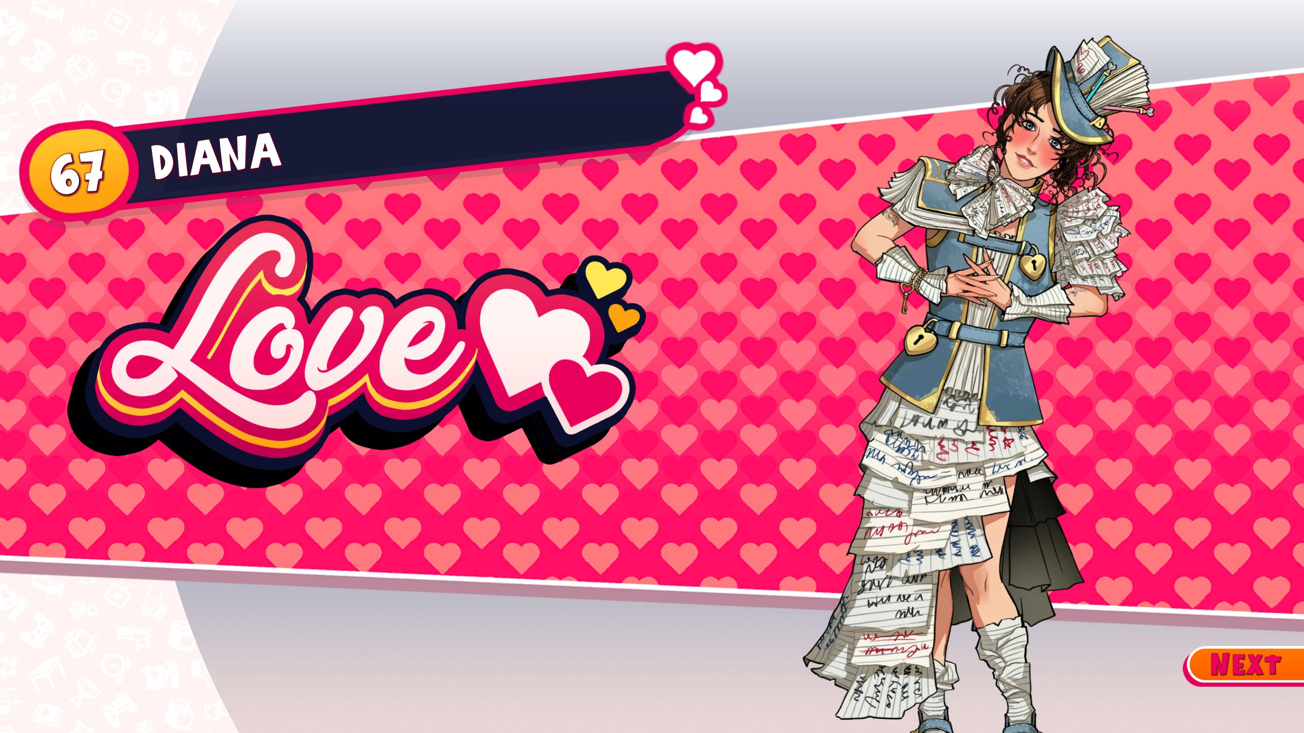 Diana's Love banner in Date Everything!