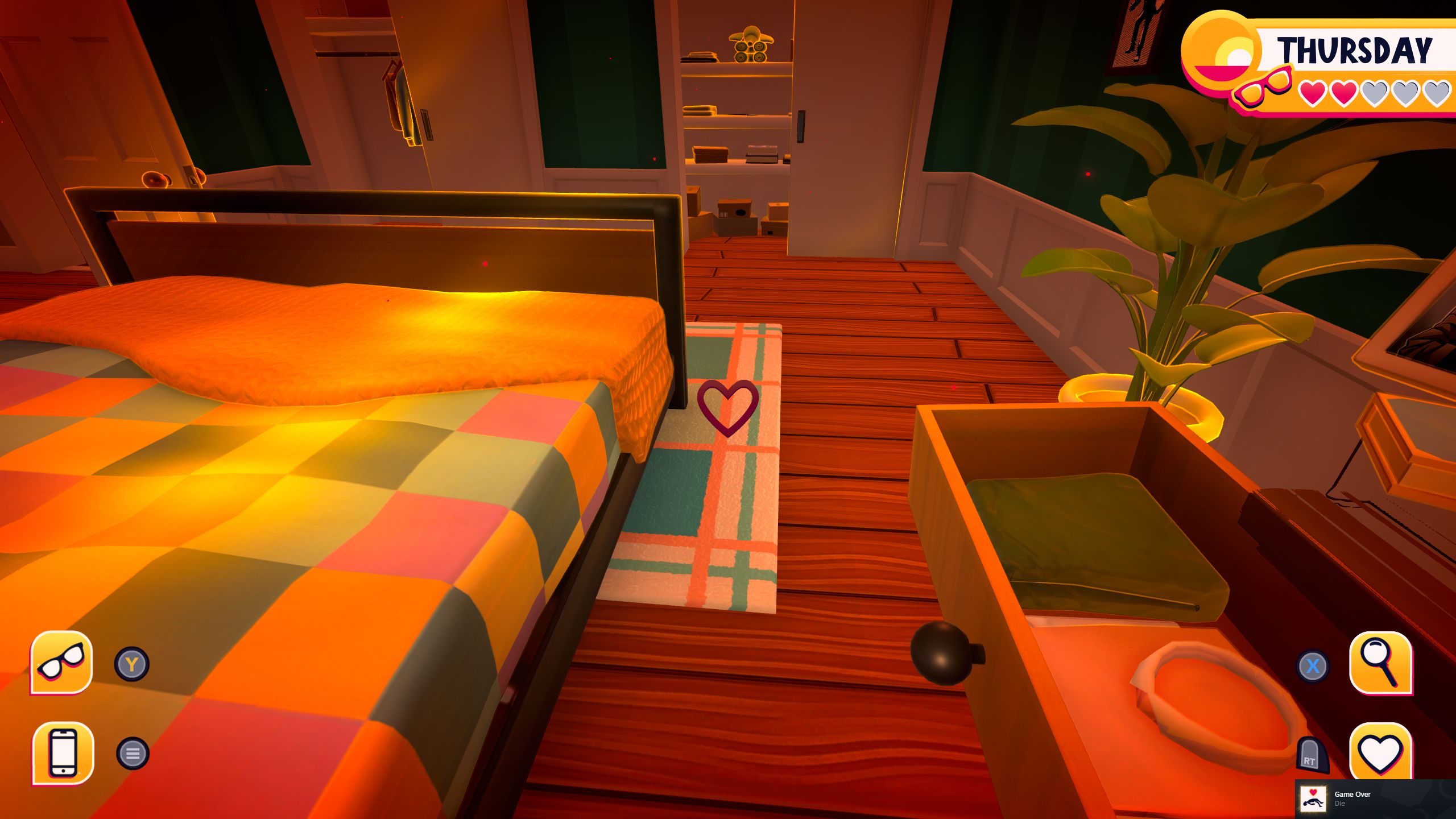 Waking up in your room in Date Everything!