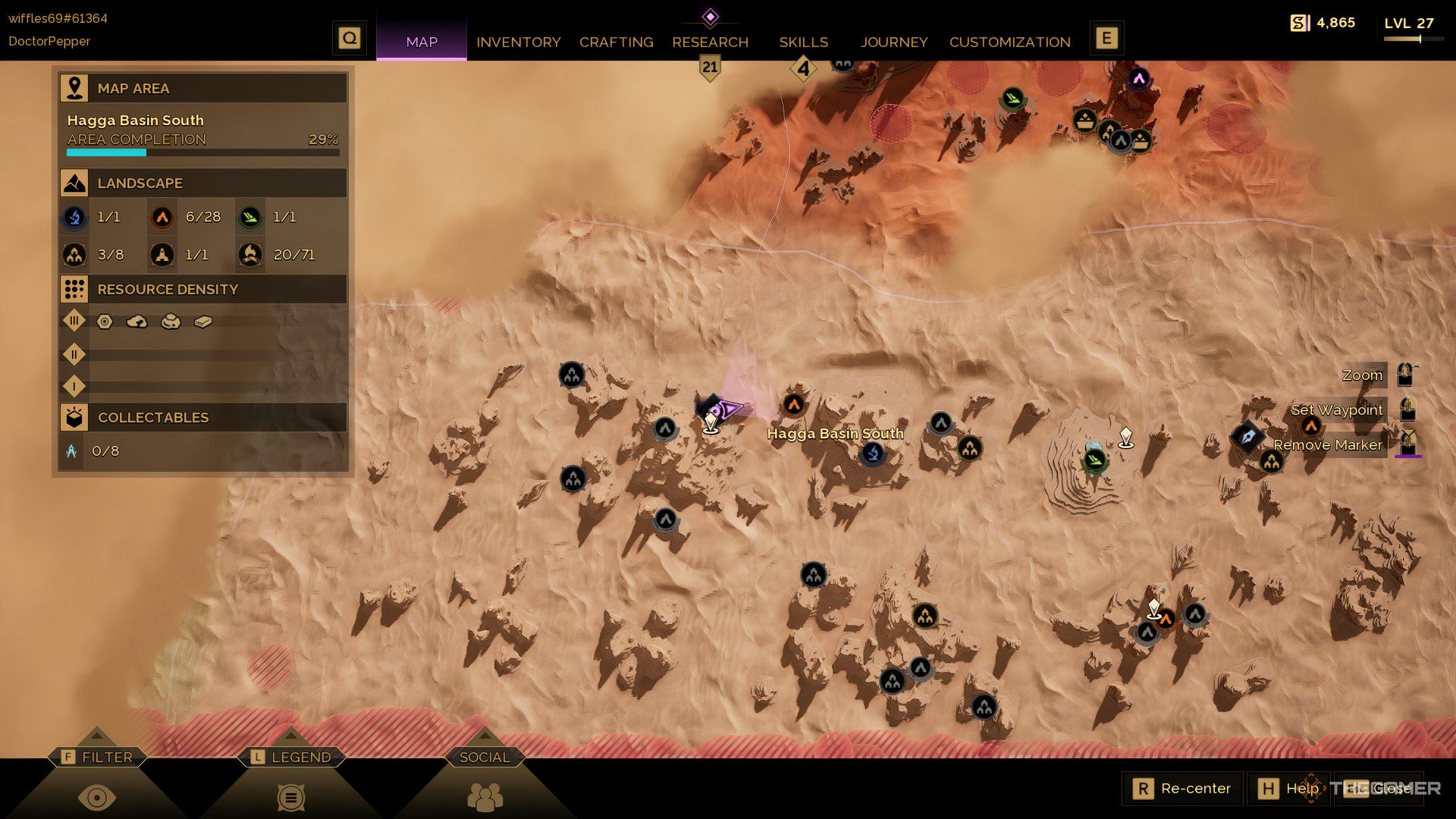 Игрок на Торговом посту Гриффинс-Рич на карте Dune: Awakening.