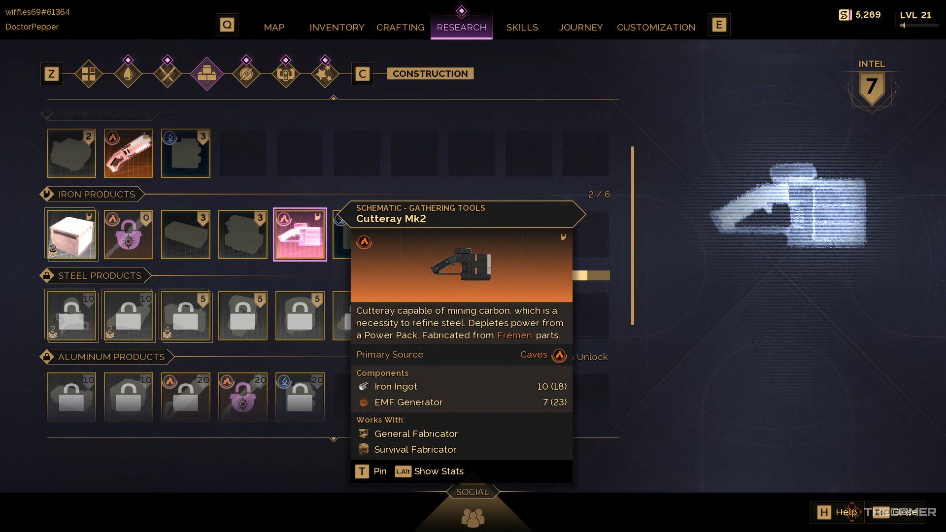 At the Research tab in Dune: Awakening with the Cutteray Mk2 selected. 
