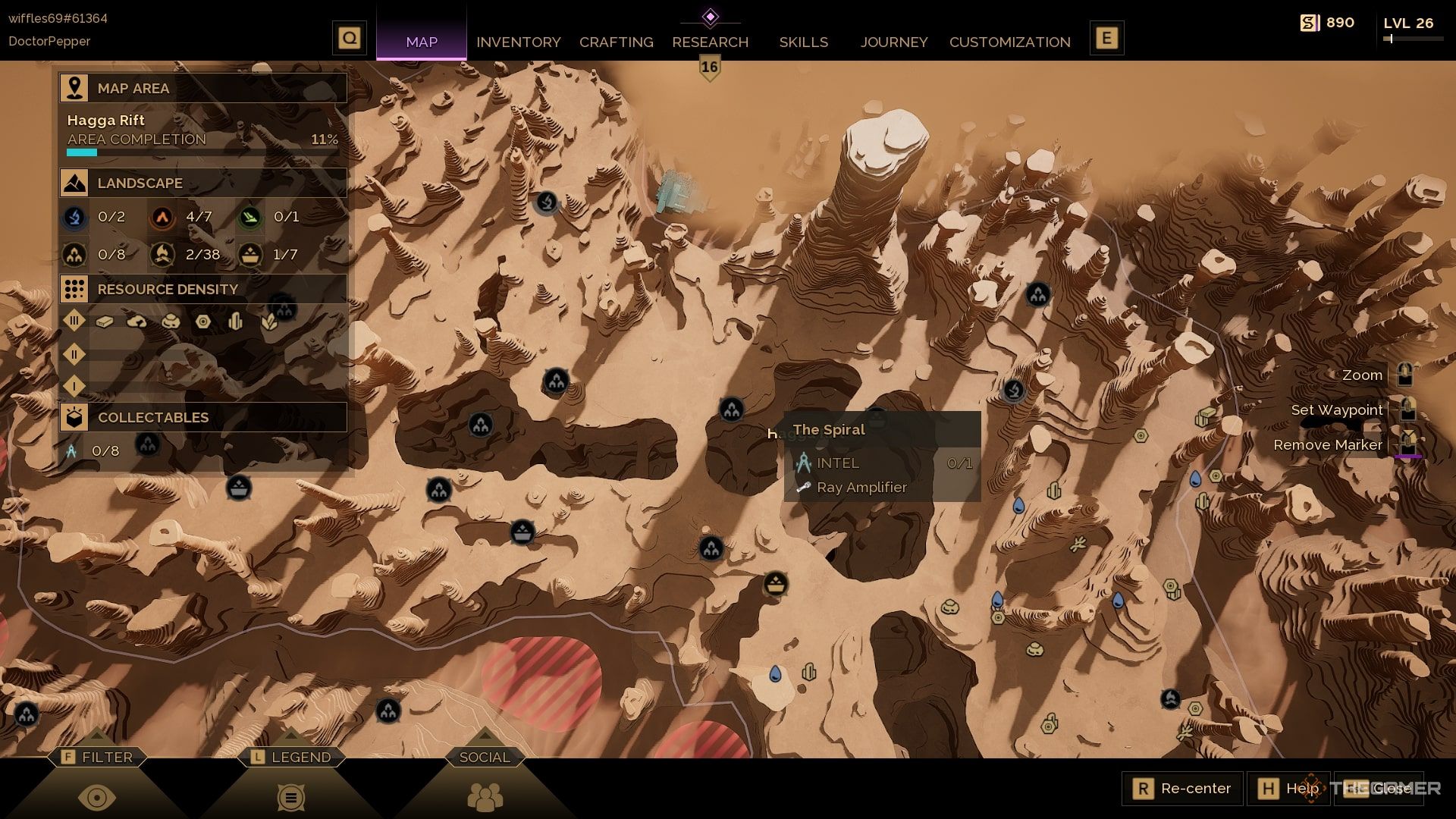 The Spiral Stronghold selected on the map of Dune: Awakening. 