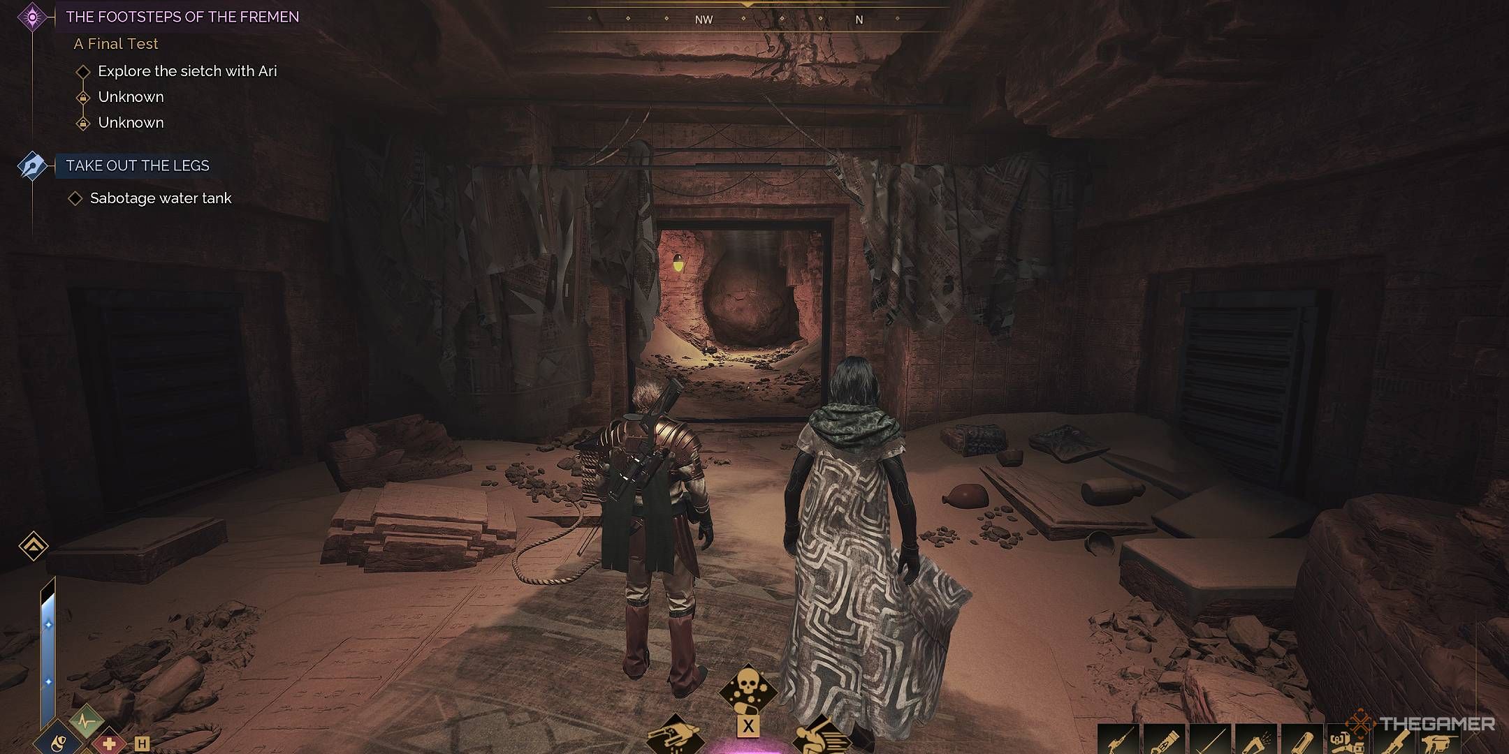 Dune_ Awakening, exploring the underground Sietch with Ari.