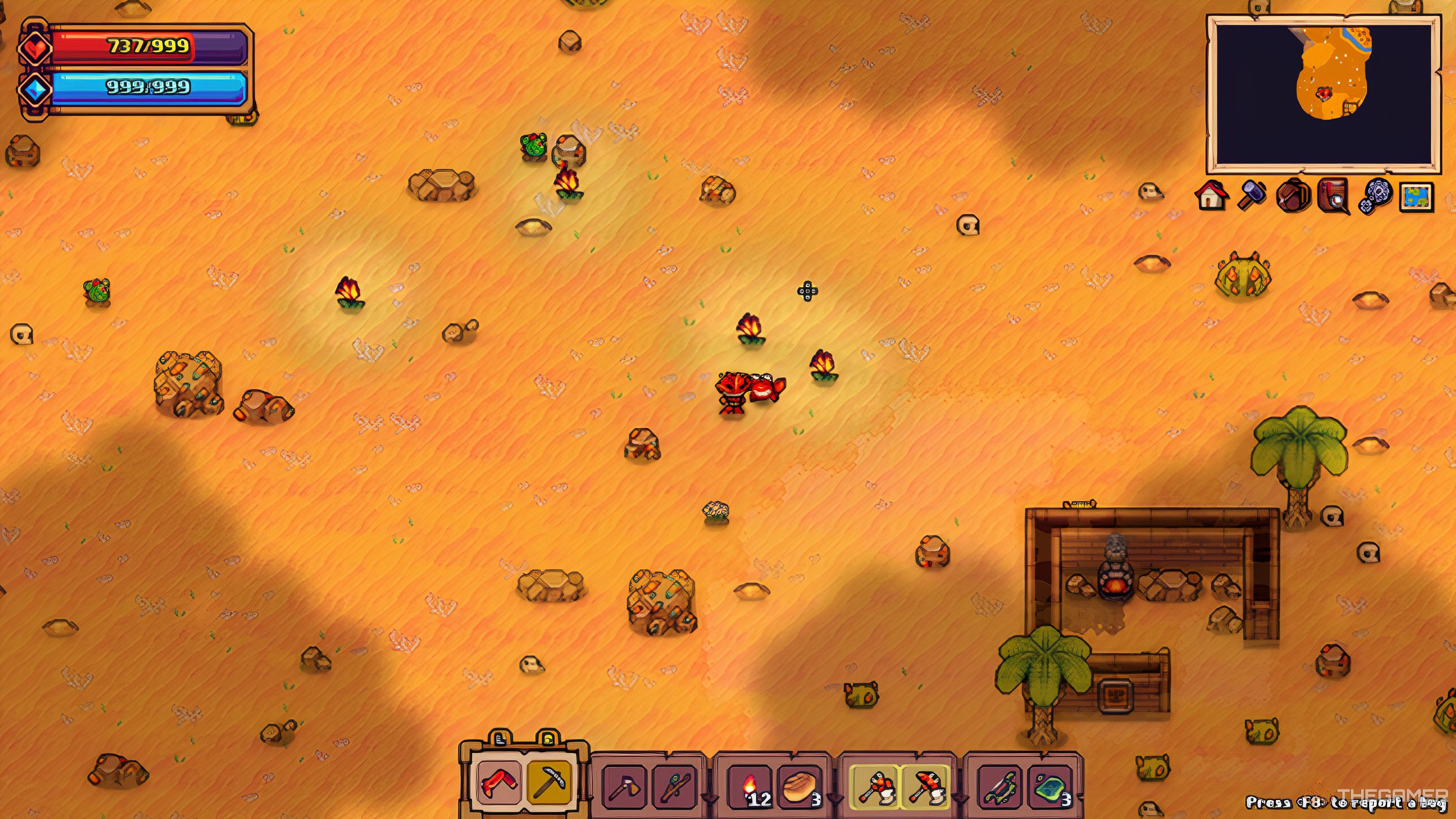 Standing next to a few Fire Flowers in the Desert Biome in Tinkerlands.